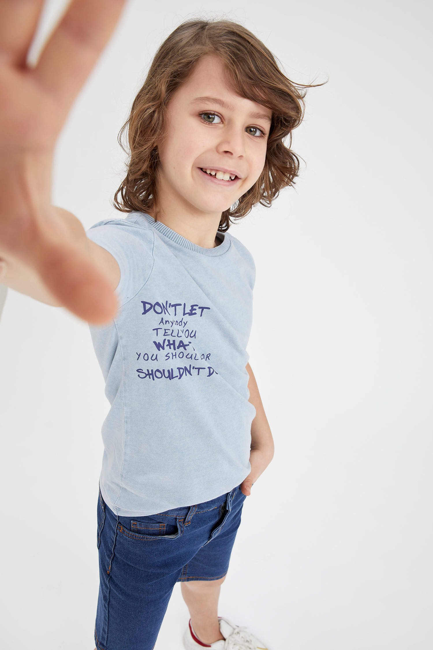 Erkek Çocuk Slogan Baskılı Kısa Kol Tişört