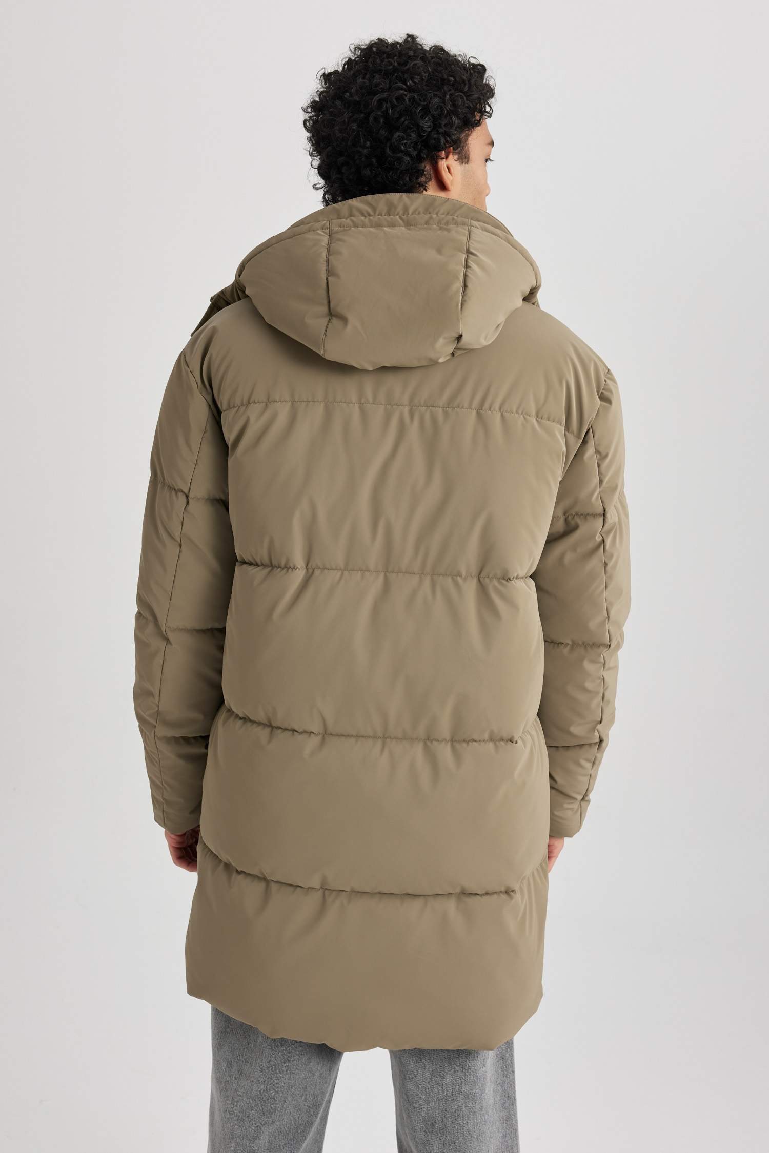 Regular Fit Hooded Faux Fur Lined Long Puffer Jacket