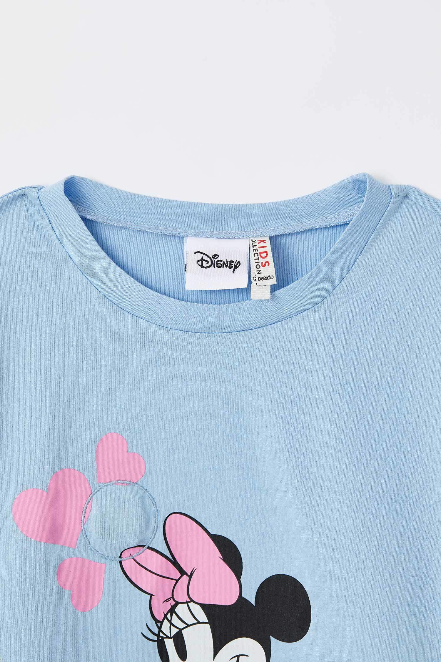 Defacto Kız Çocuk Minnie Mouse Crop Dokunmatik Işıklı Kısa Kollu Tişört. 2