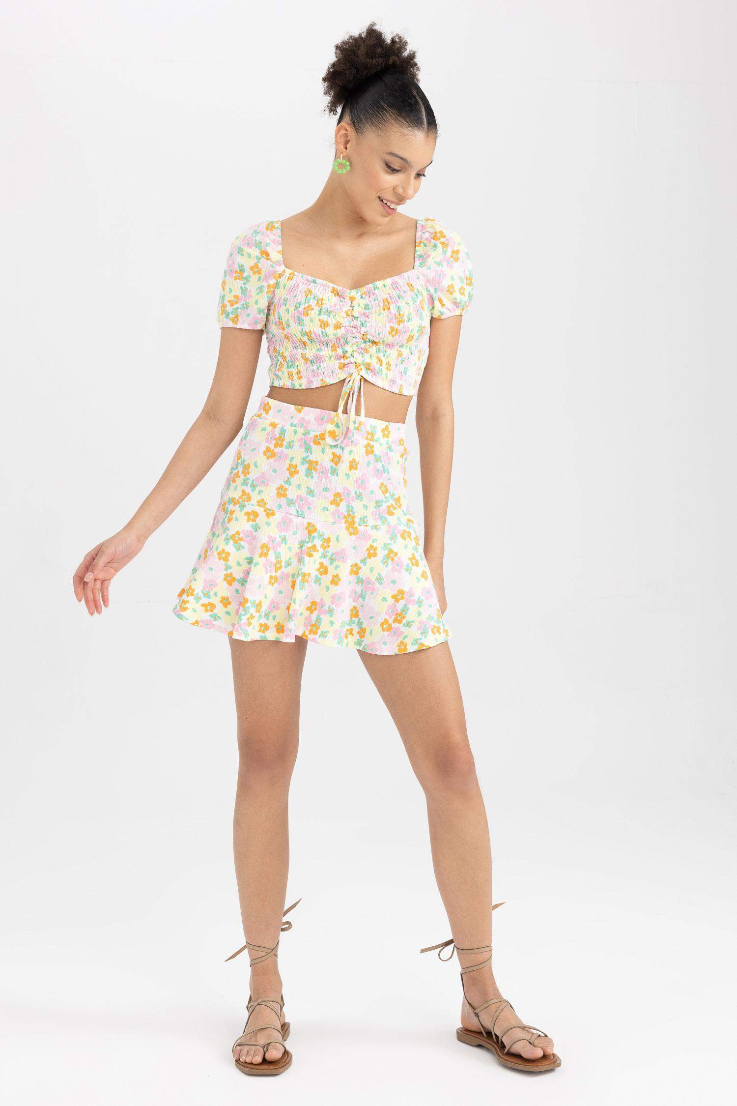 Coool Baskılı Bürümcük Mini Şort Etek