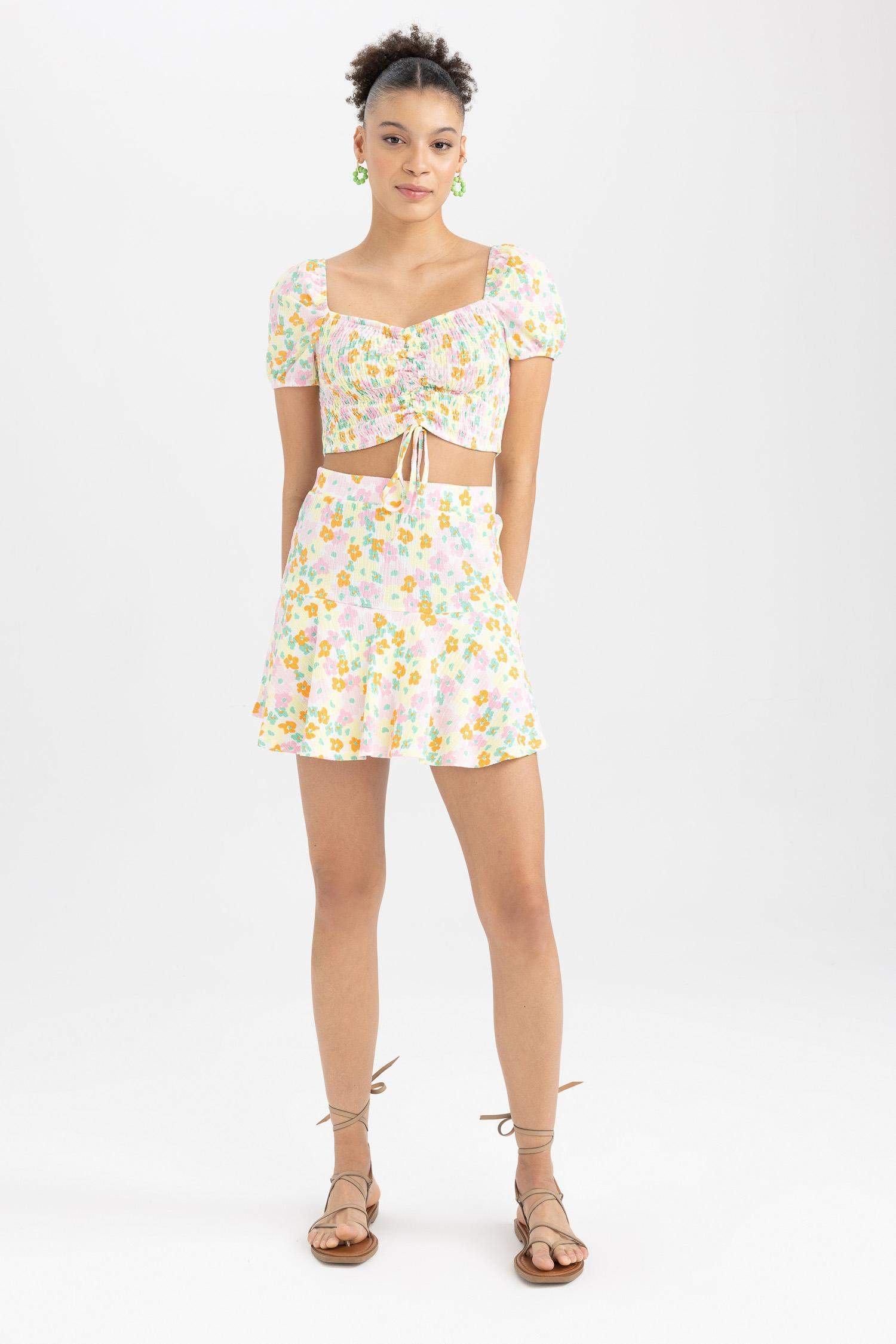 Coool Baskılı Bürümcük Mini Şort Etek