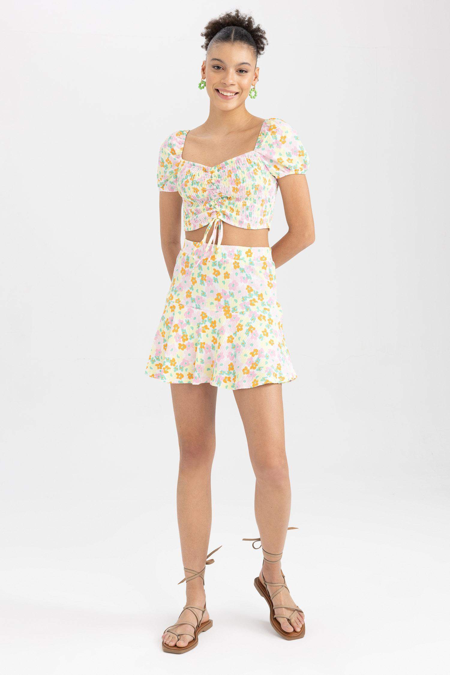 Coool Baskılı Bürümcük Mini Şort Etek