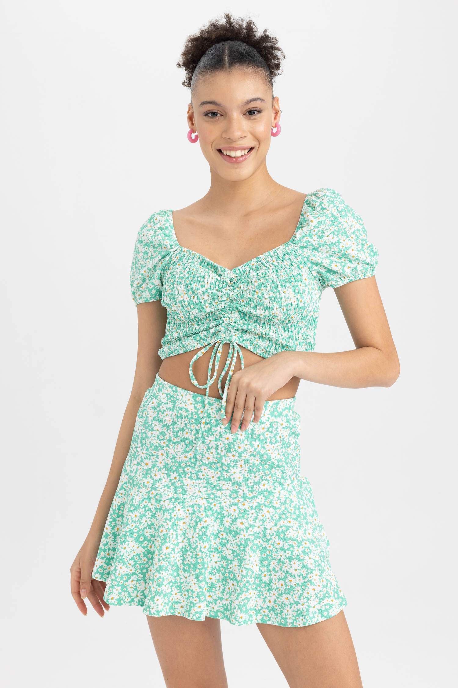 Coool Baskılı Bürümcük Mini Şort Etek