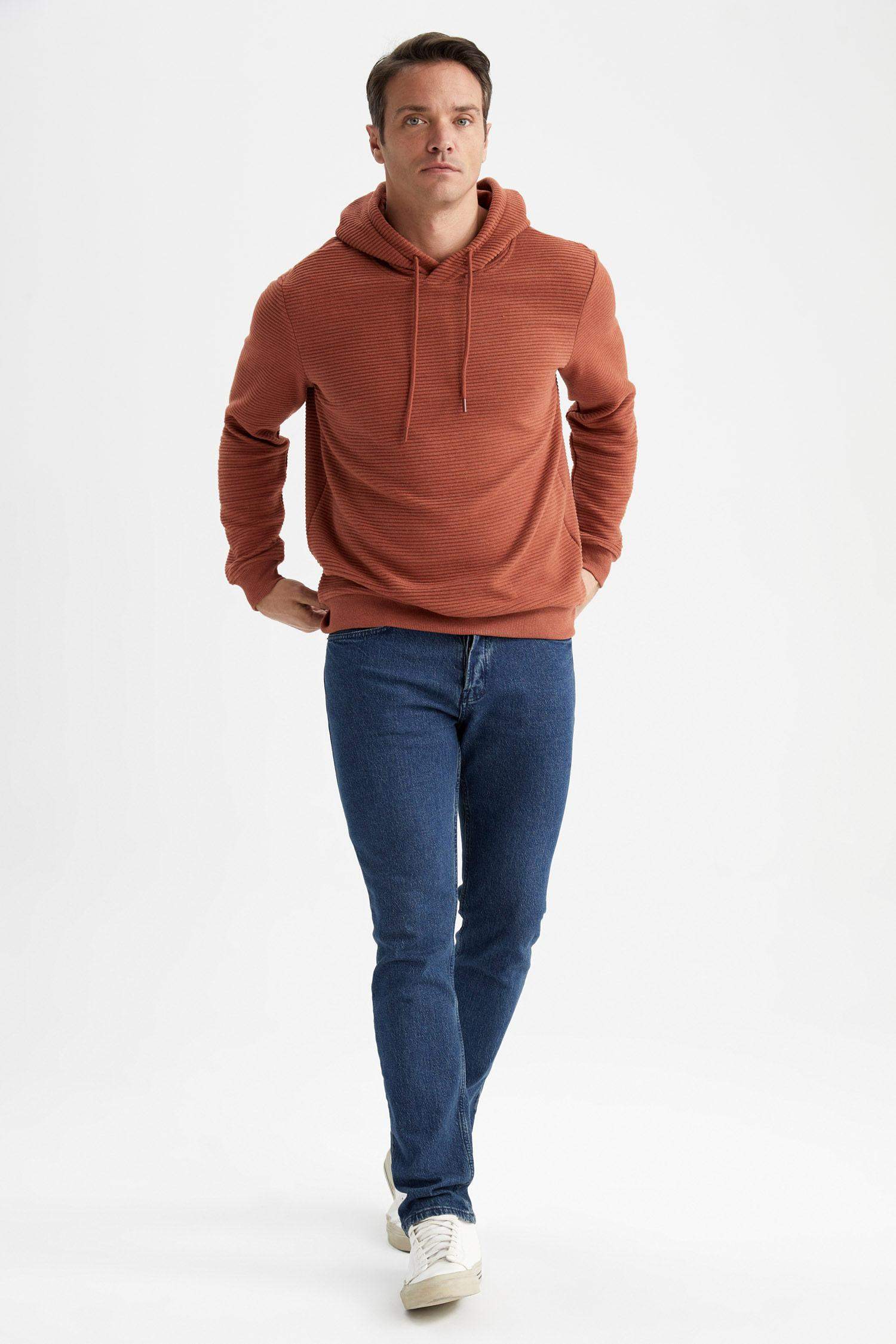 Regular Fit Kapüşonlu Basic Sweatshirt