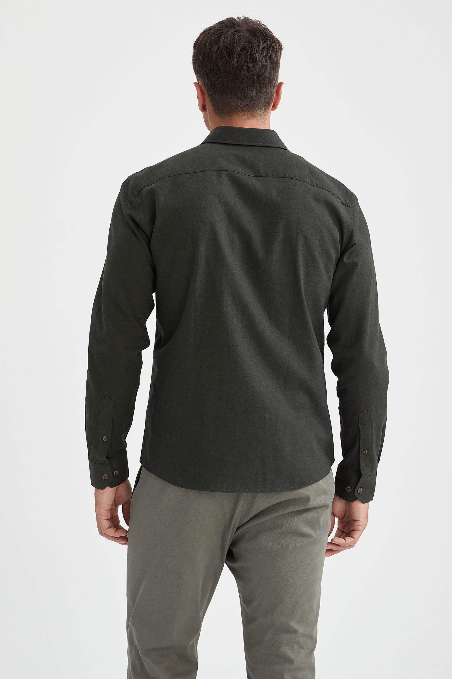 Khaki MAN Basic Long Sleeve Shirt 2014814 | DeFacto
