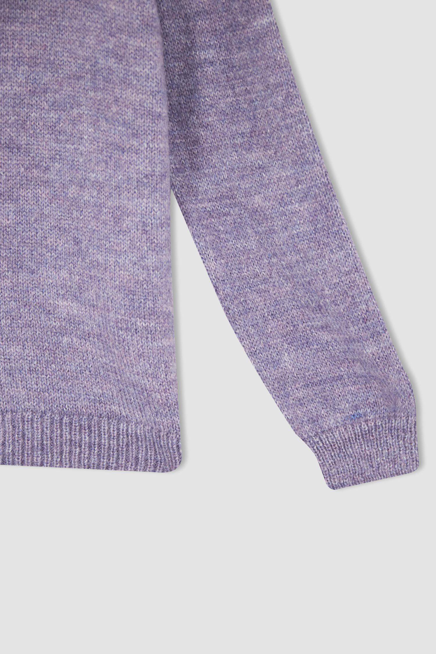 بلوز صوف تريكو بناتي قصة عادية بياقة مستديرة