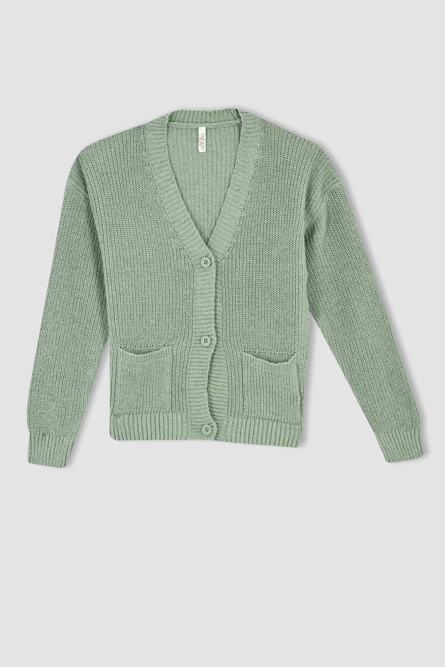 Кардиган с V-образным вырезом из трикотажа для девочек