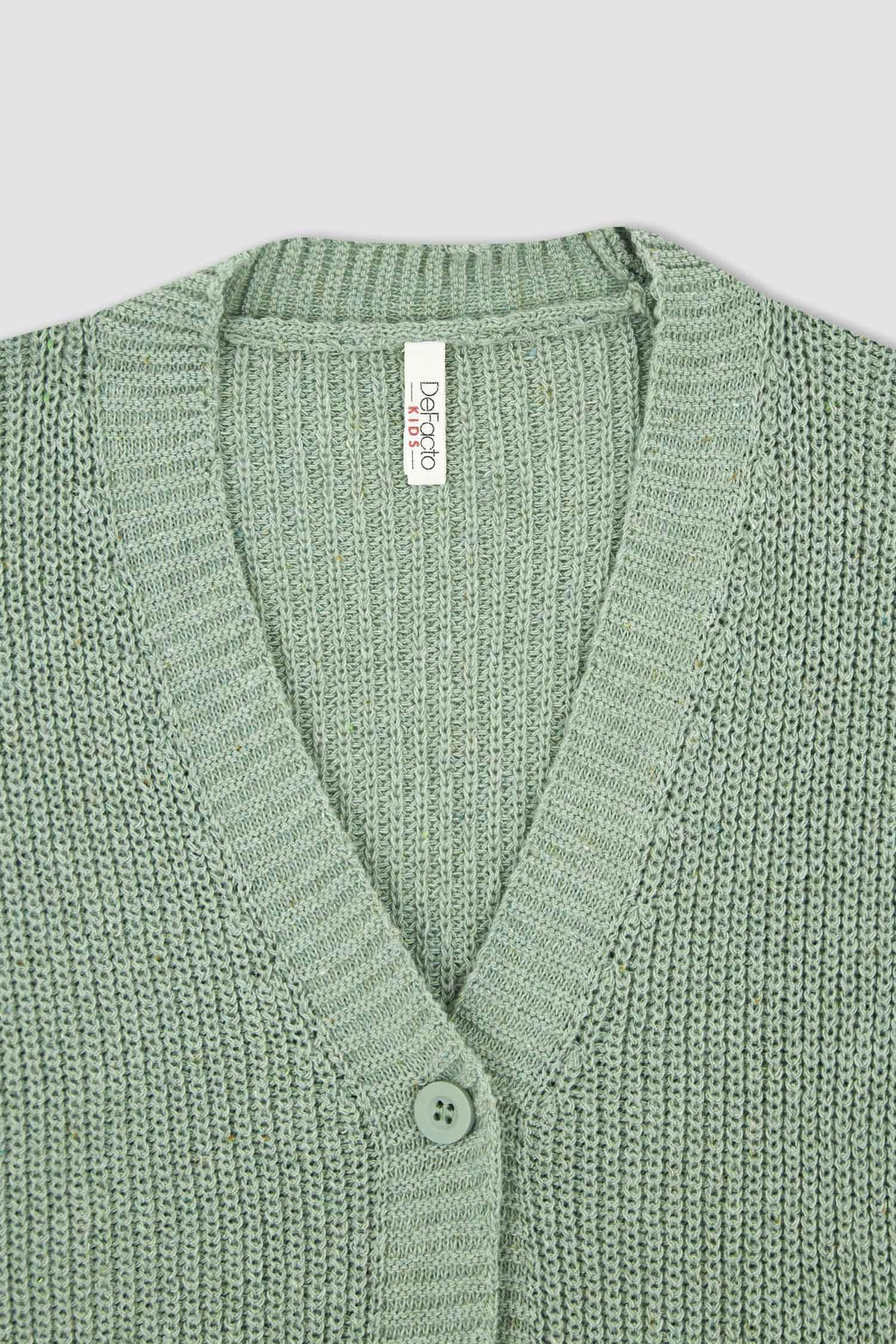 Кардиган с V-образным вырезом из трикотажа для девочек