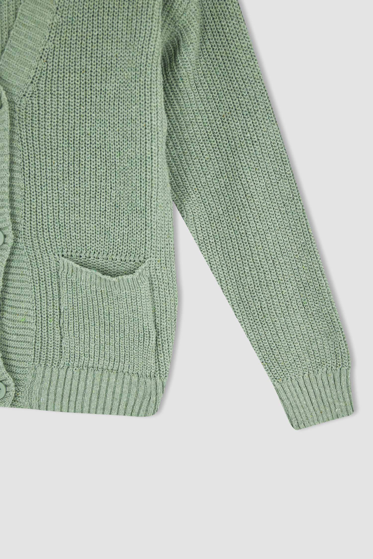 Кардиган с V-образным вырезом из трикотажа для девочек