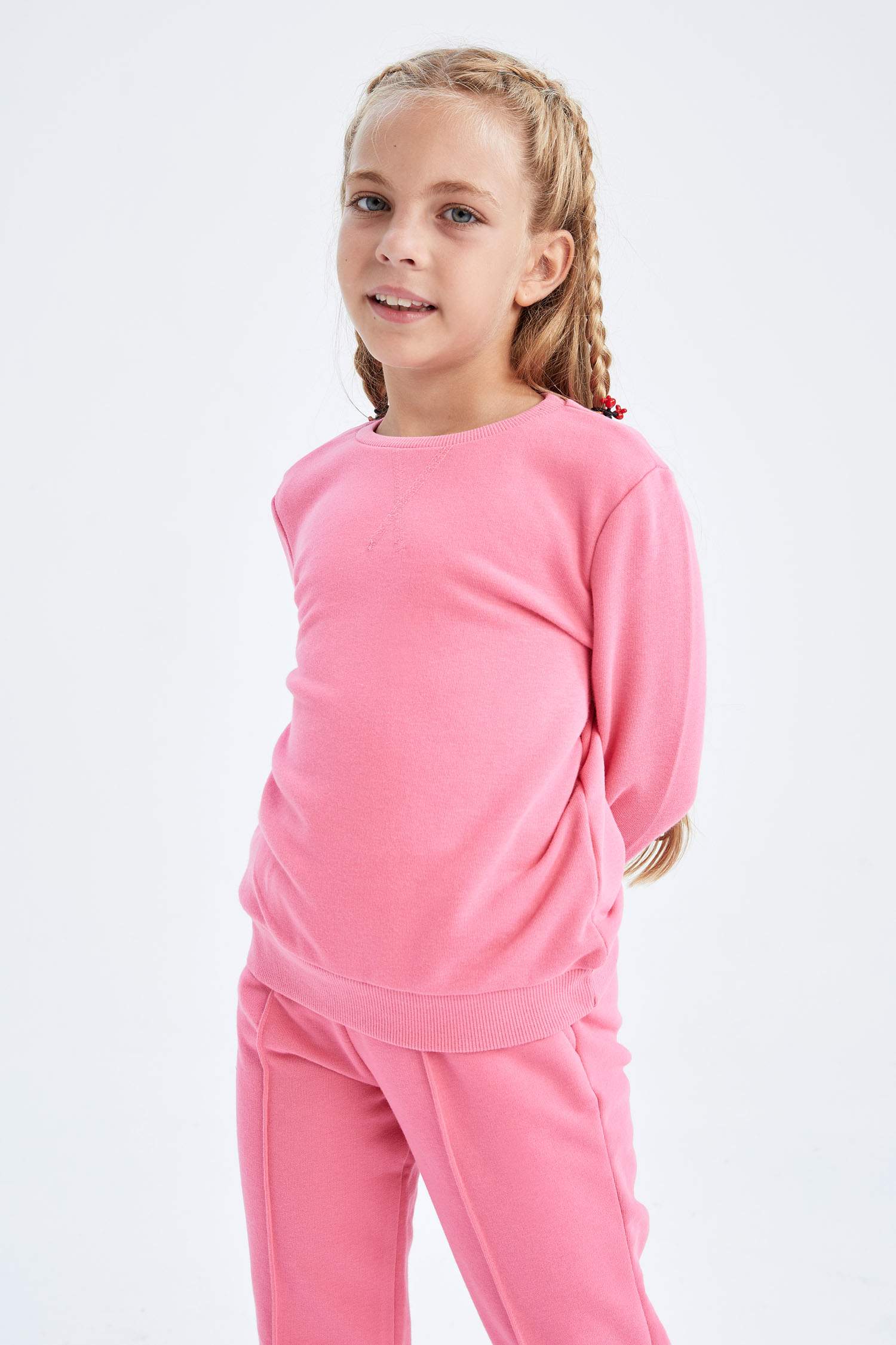 Pink GIRLS & TEENS Girls Crew Neck Sweatshirt 2535106 DeFacto