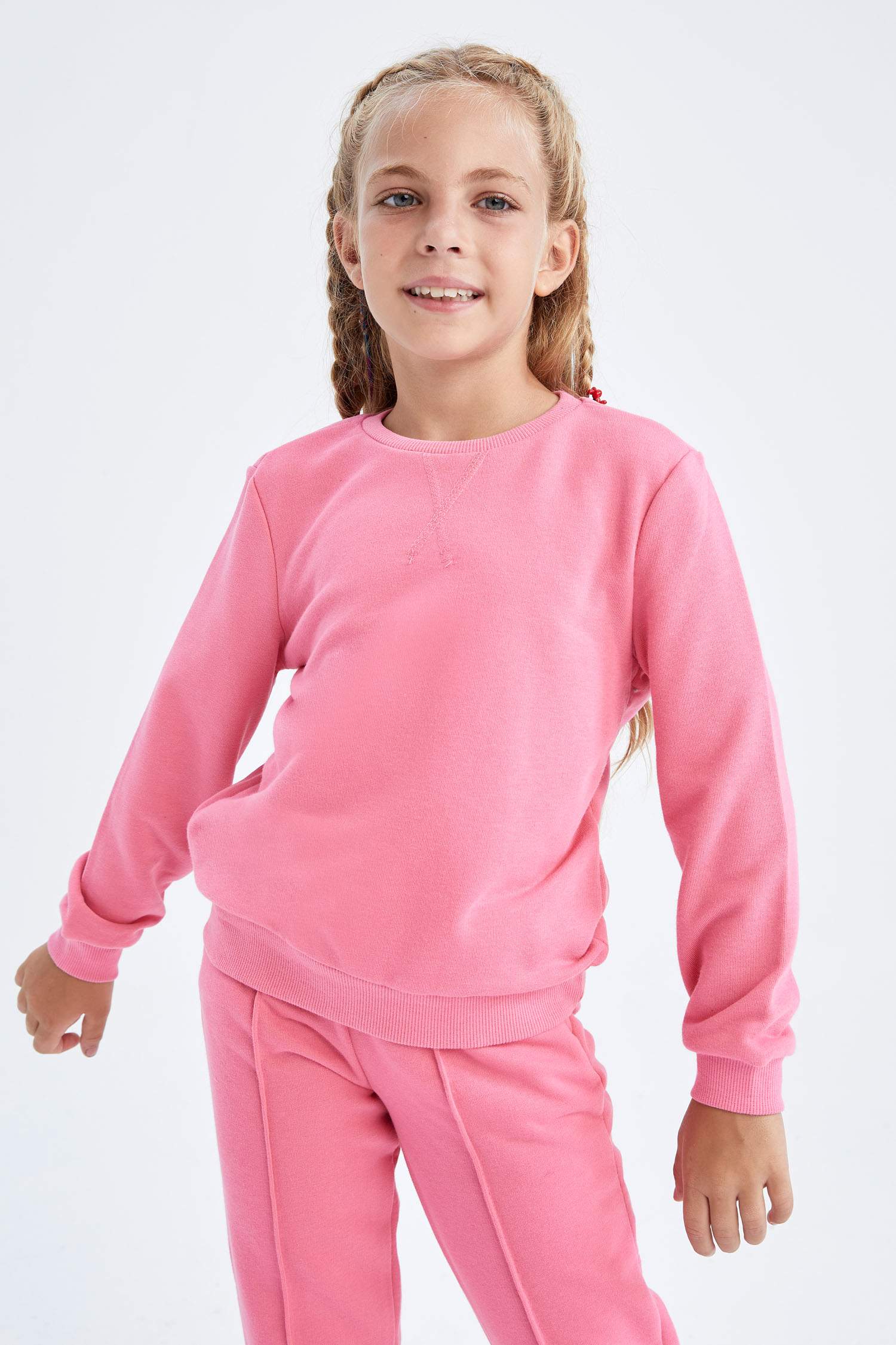 Pink GIRLS & TEENS Girls Crew Neck Sweatshirt 2535106 DeFacto