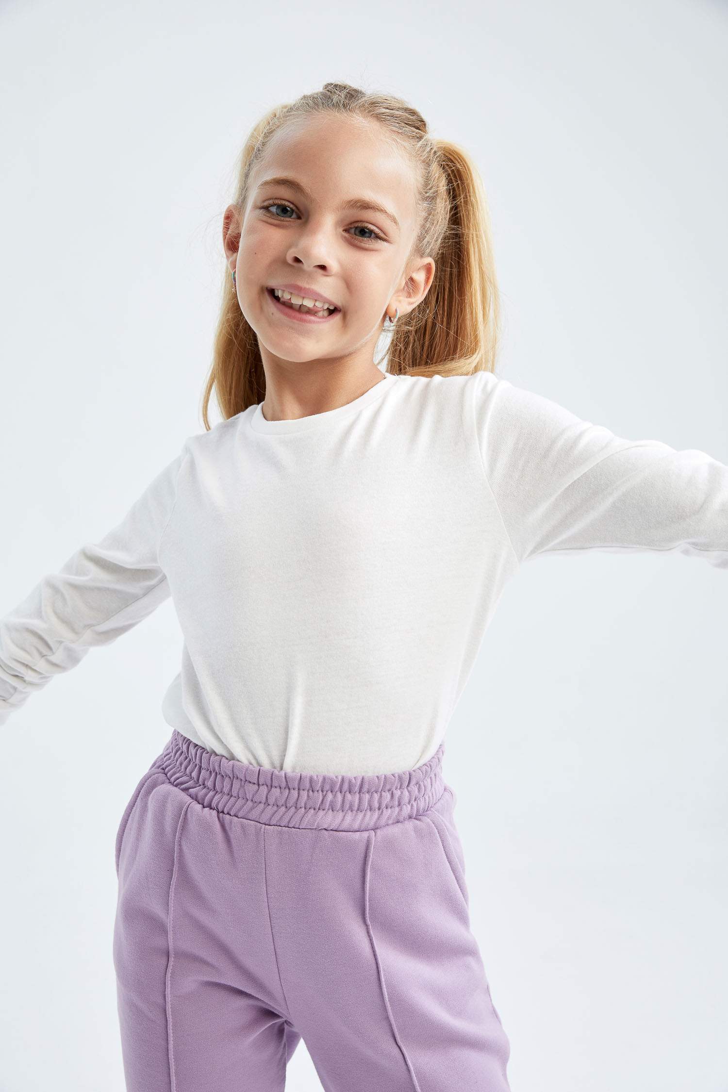 تيشيرت كم طويل جيرسي قصة عادية بياقة مستديرة