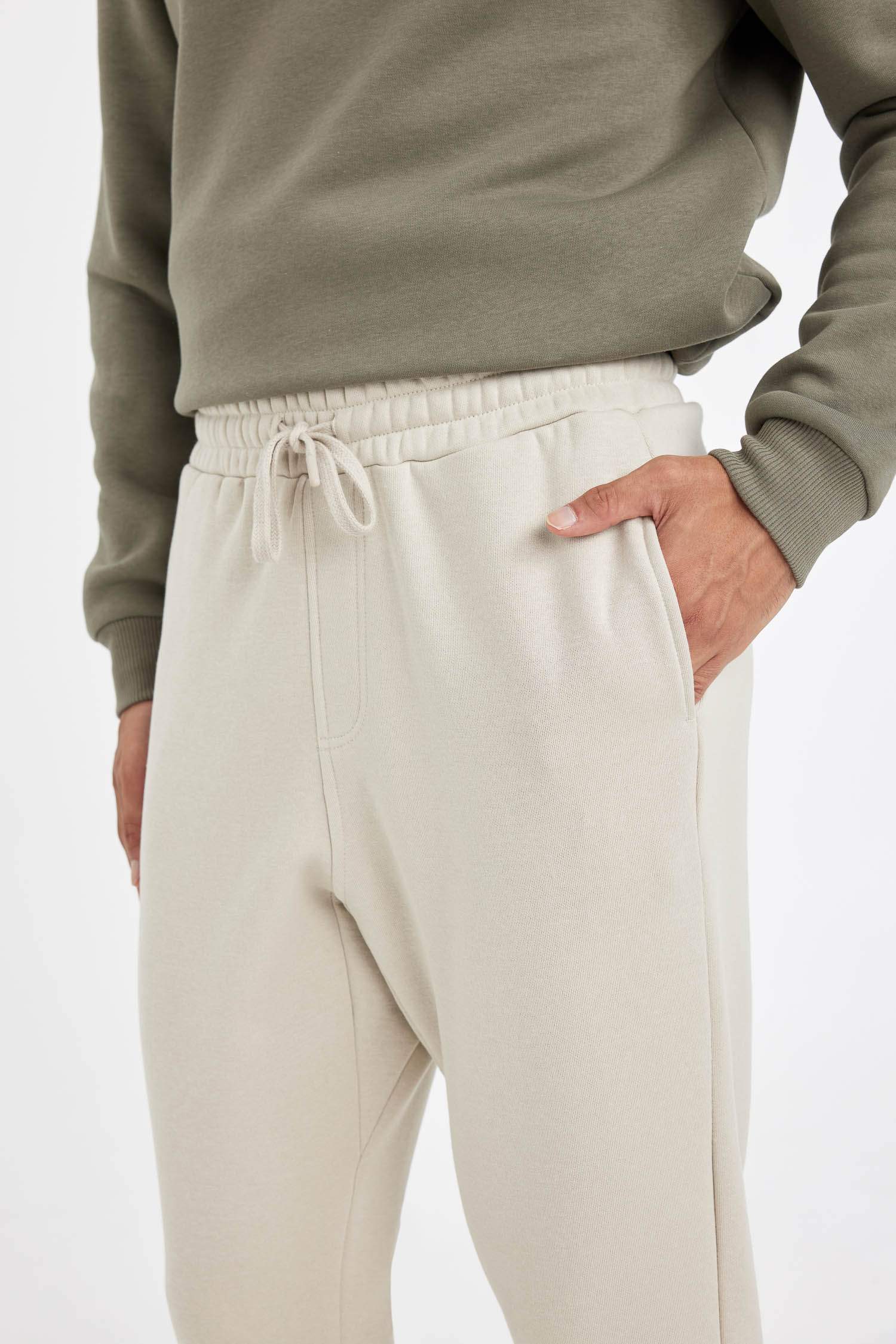 Relax Fit Kalın Jogger Eşofman Altı Basic Düz Beli Bağcıklı Lastikli Paça Cepli