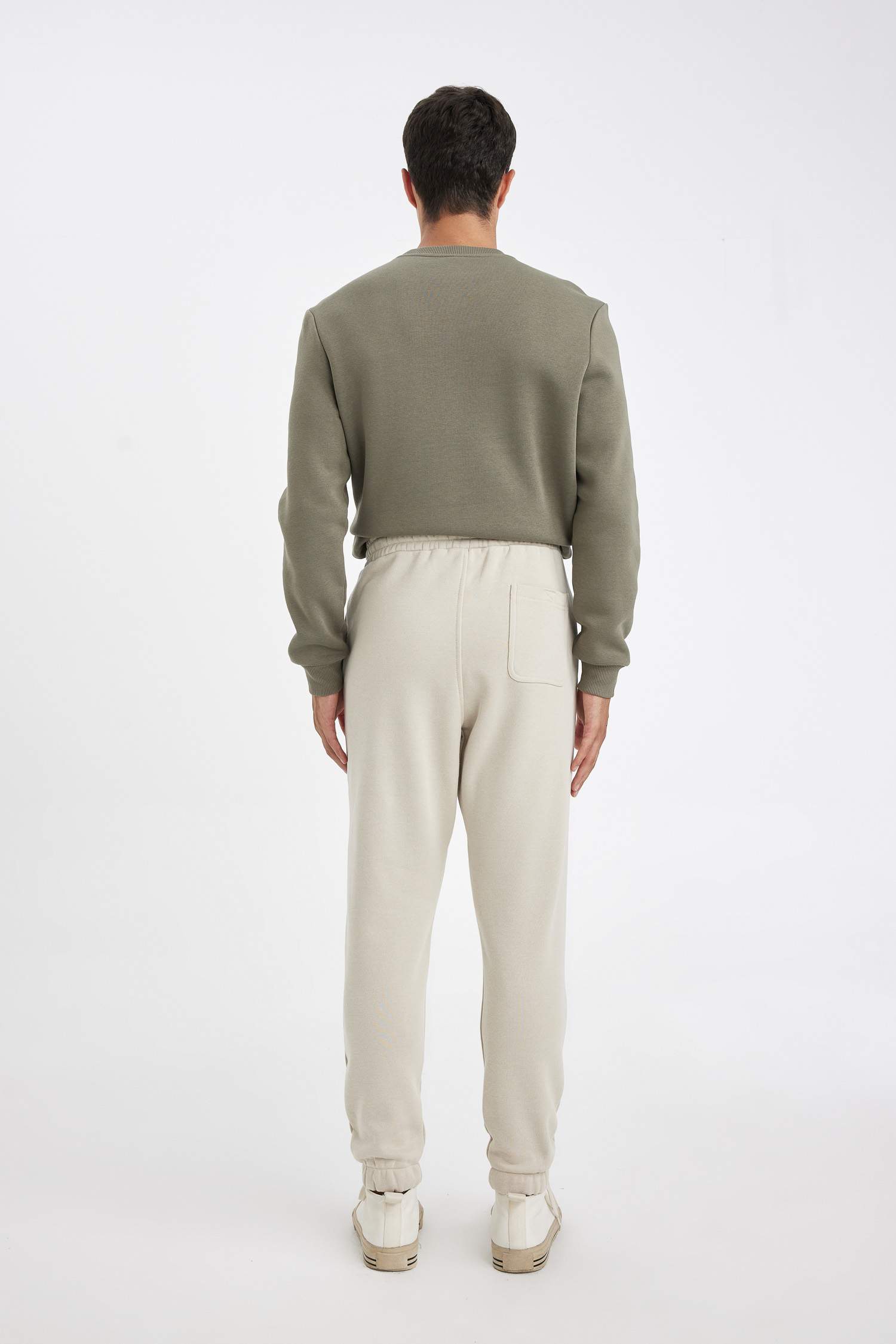 Relax Fit Kalın Jogger Eşofman Altı Basic Düz Beli Bağcıklı Lastikli Paça Cepli