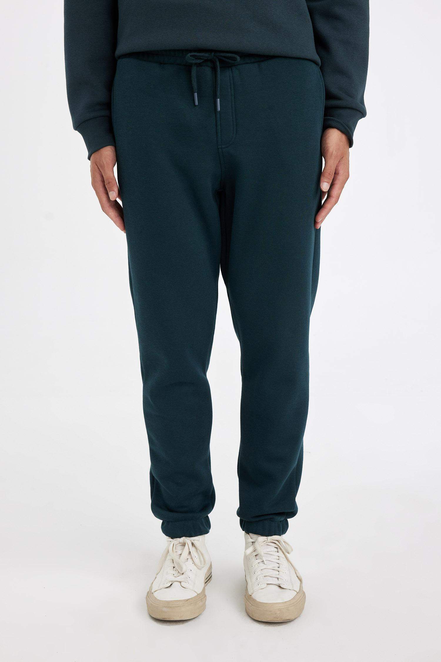 Relax Fit Kalın Jogger Eşofman Altı Basic Düz Beli Bağcıklı Lastikli Paça Cepli