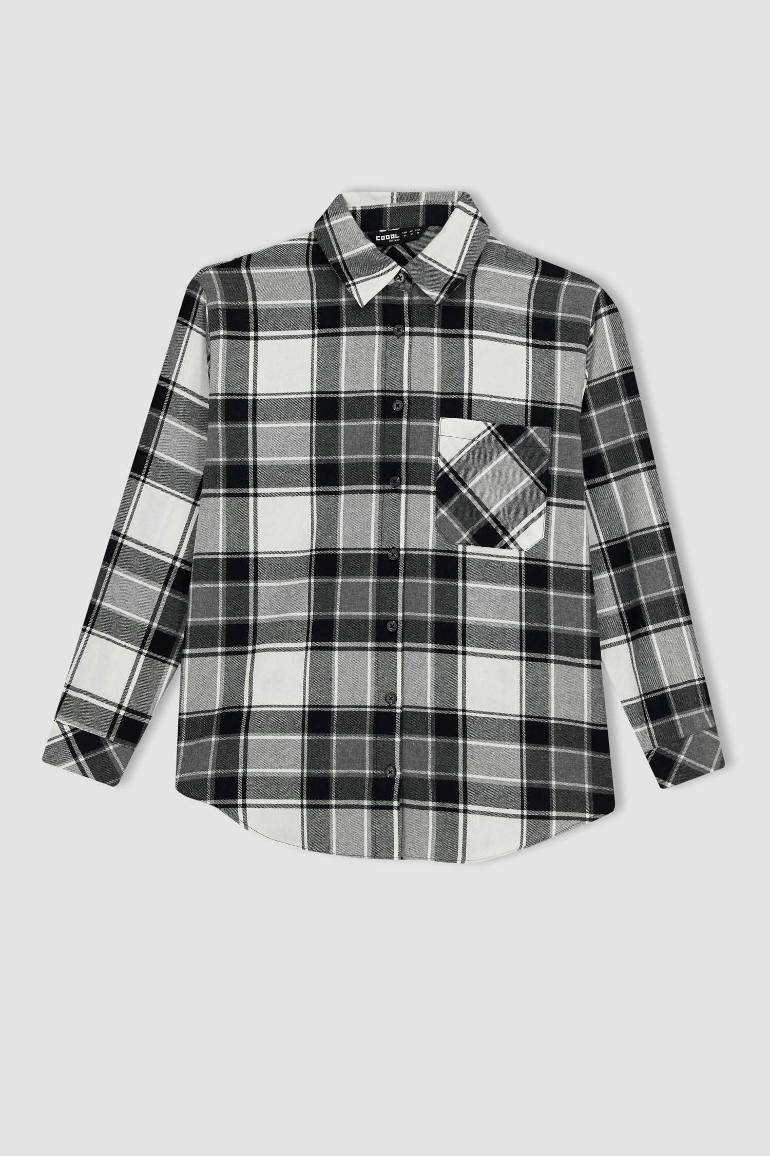 قميص كم طويل فلانيل اوفر سايز