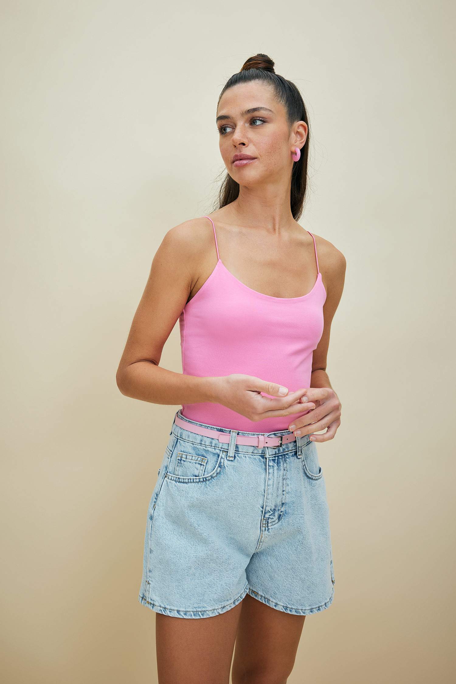 Slim Fit Elastic Rope Strap Cotton Singlet