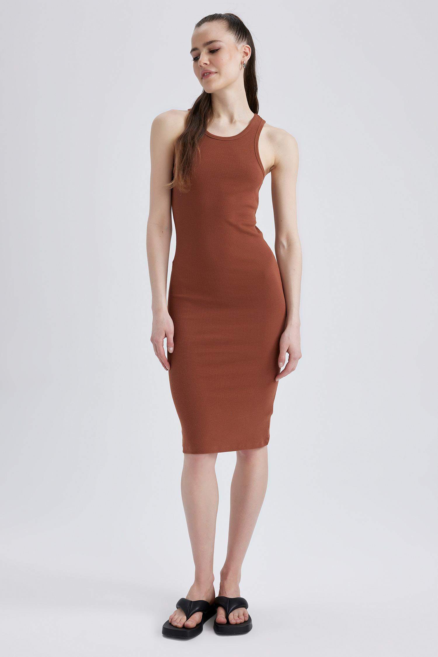 Платье миди с коротким рукавом из хлопка