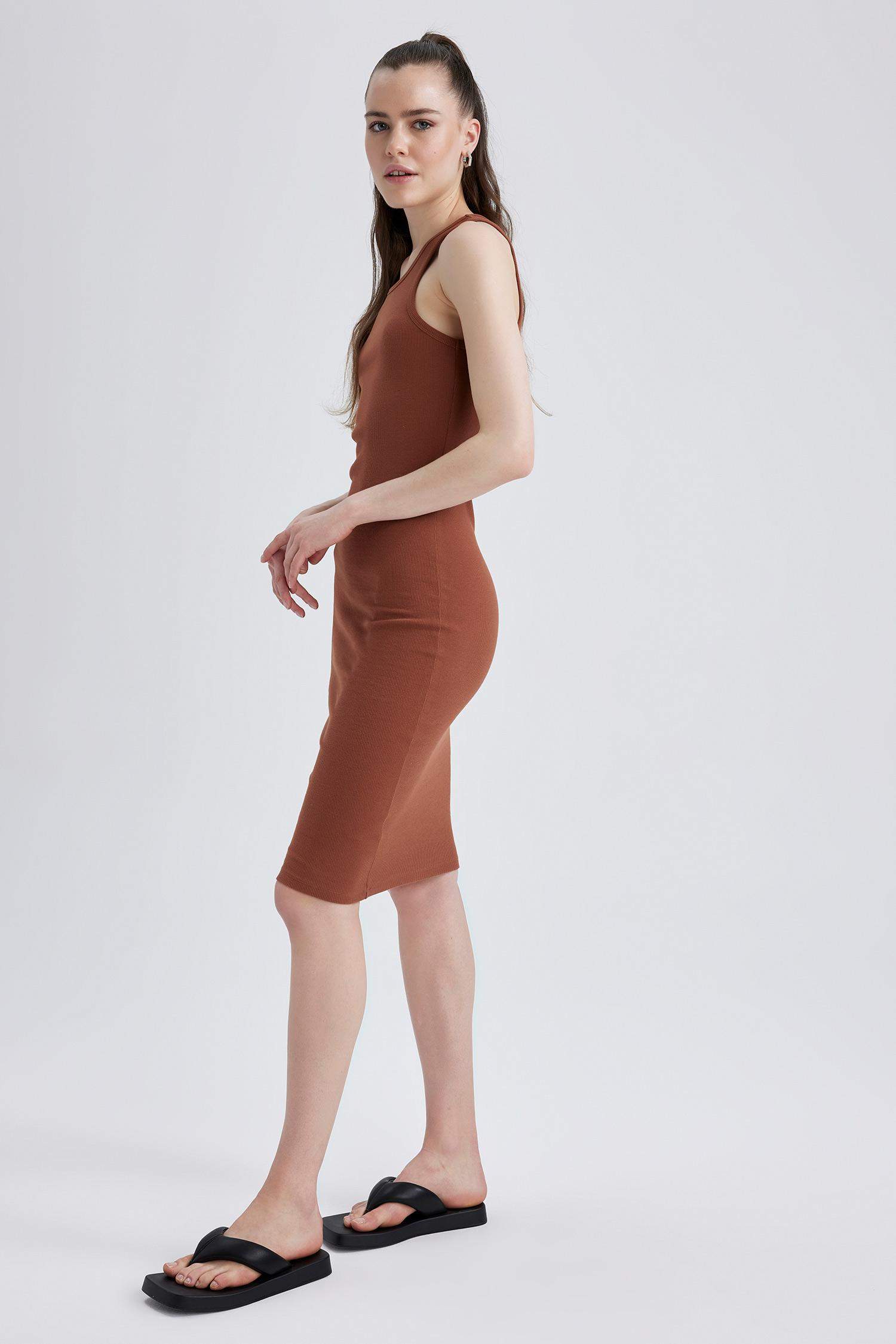 Платье миди с коротким рукавом из хлопка