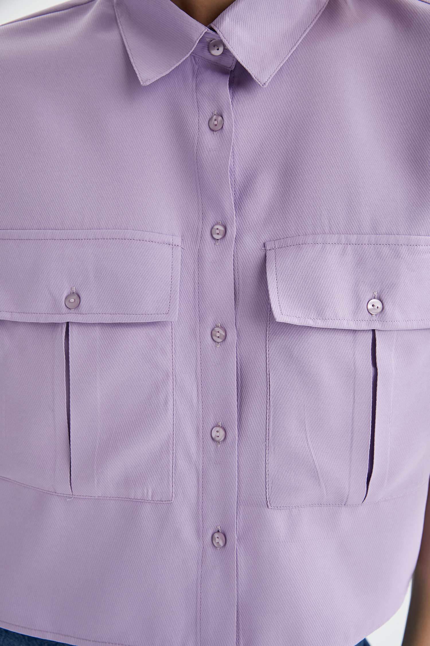 Purple WOMAN Short Sleeve Double Pocket Shirt 1988077 | DeFacto