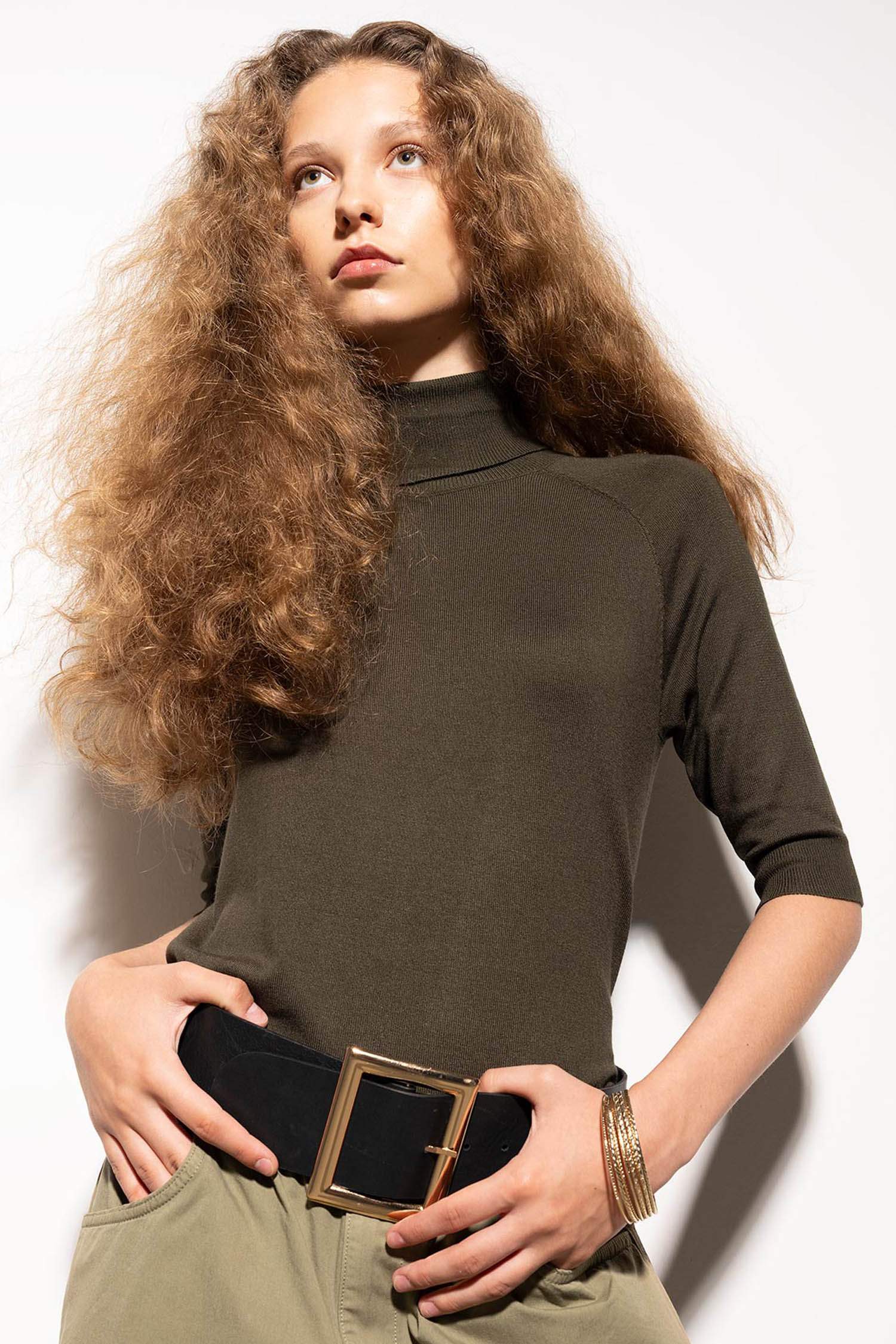 Regular Fit Turtleneck Basic Knit Pullover