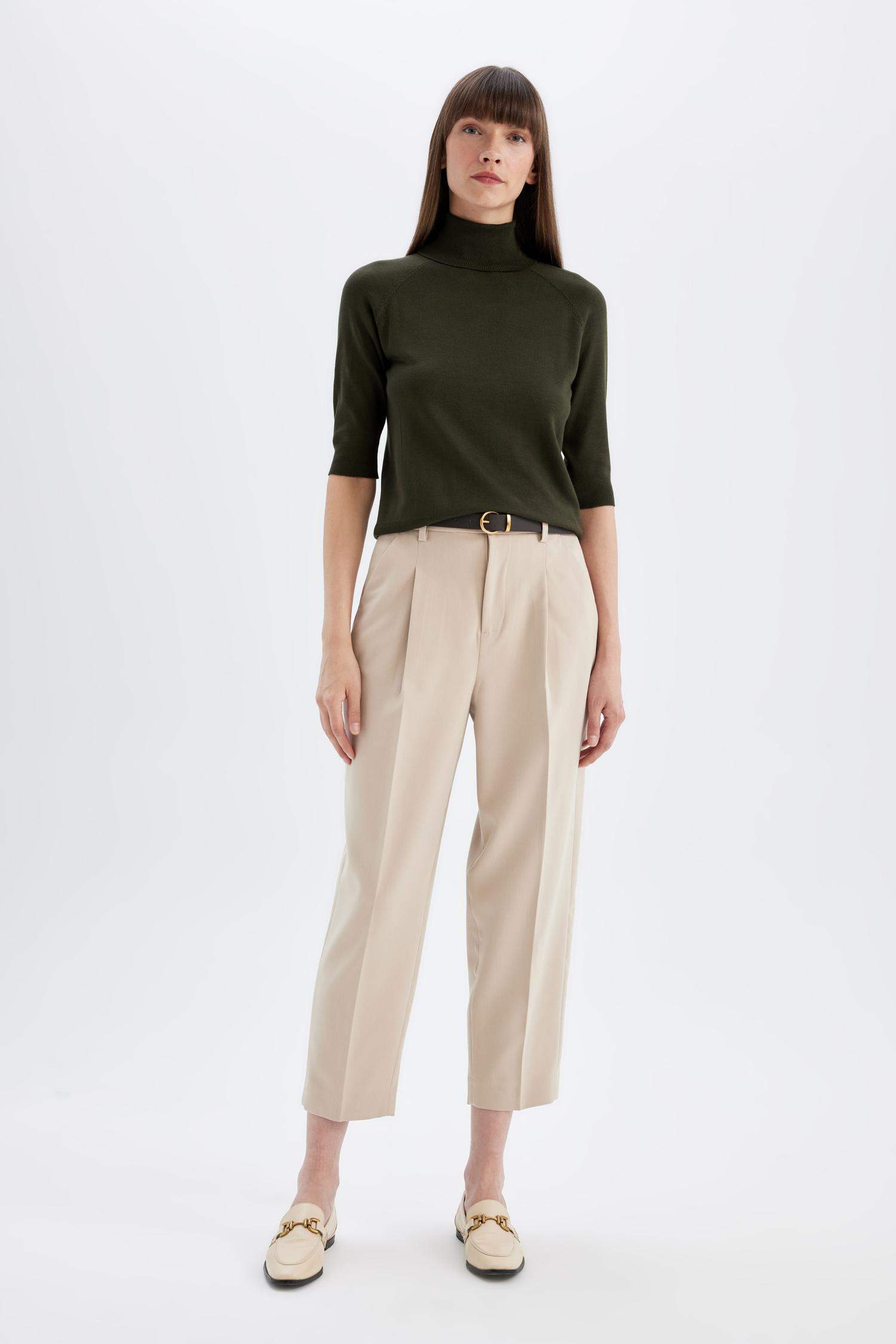 Regular Fit Turtleneck Basic Knit Pullover