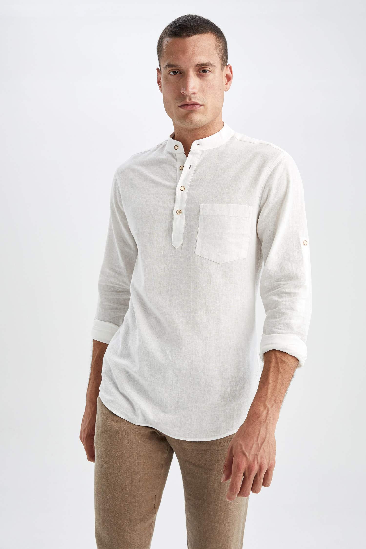 White Man Slim Fit Long Sleeve Shirt 2457780 | DeFacto