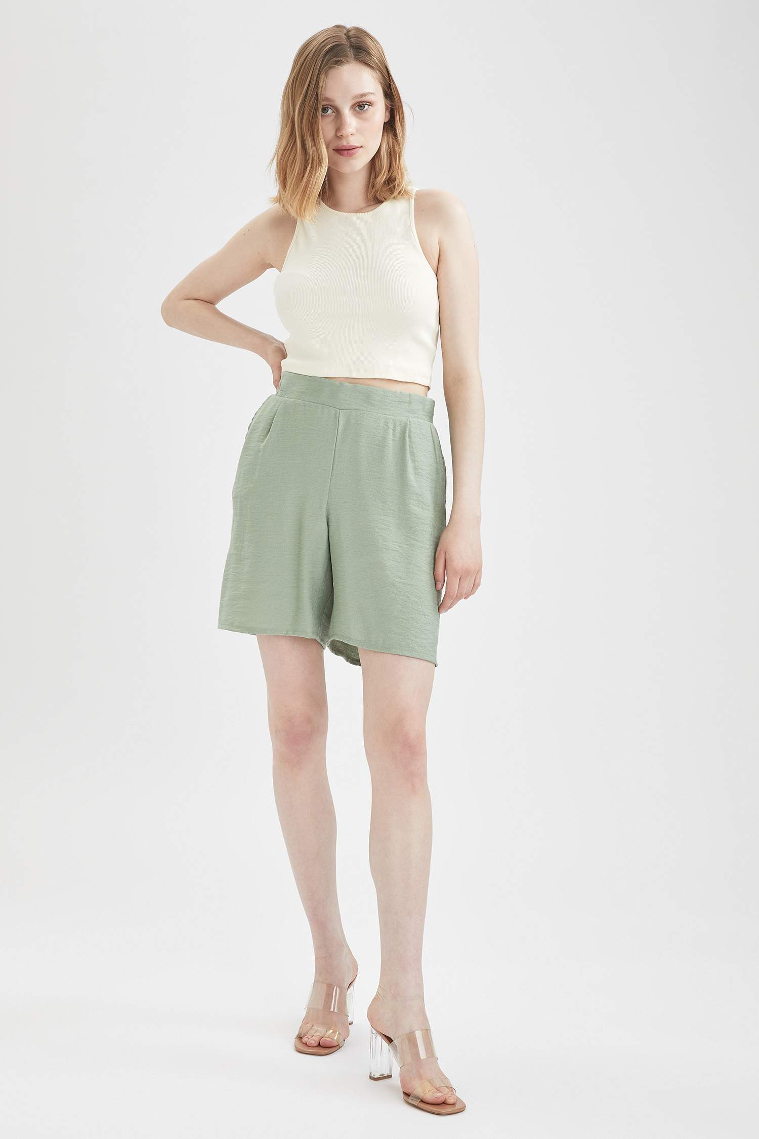 Turquoise Woman High Waisted Stretch 