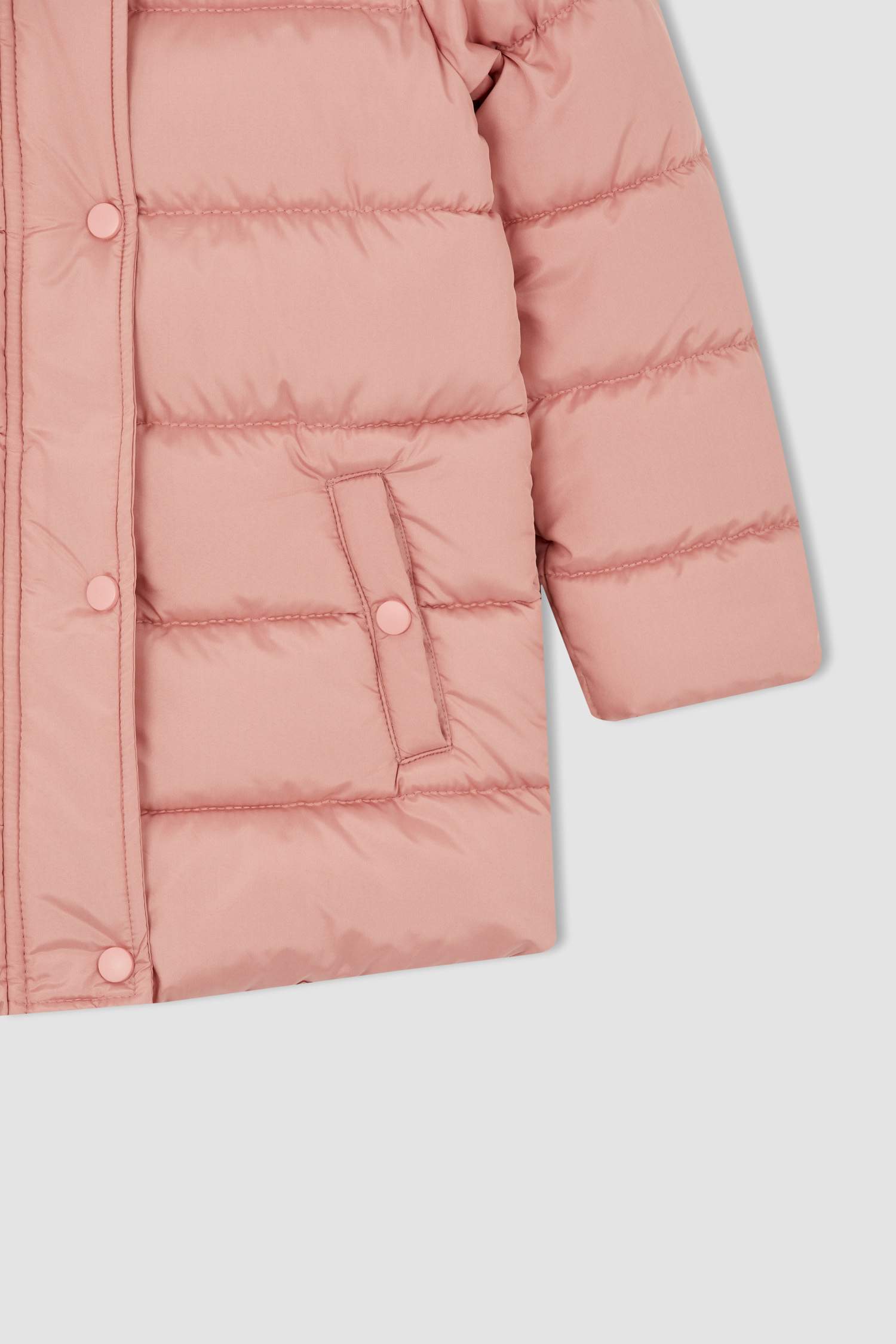 قمصلة نفخ بناتي بفرو صناعي بغطاء للرأس