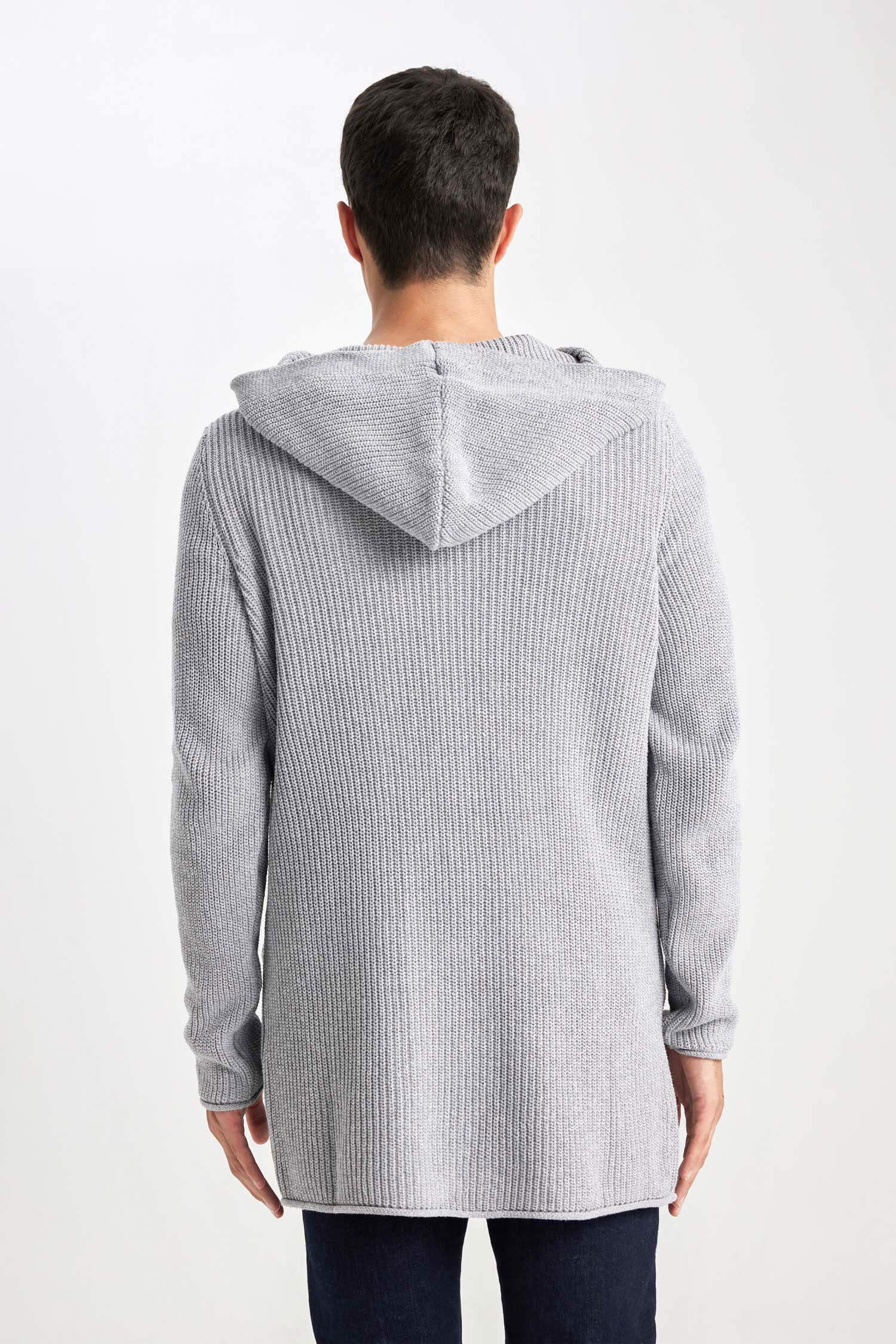 Mens grey hooded on sale cardigan