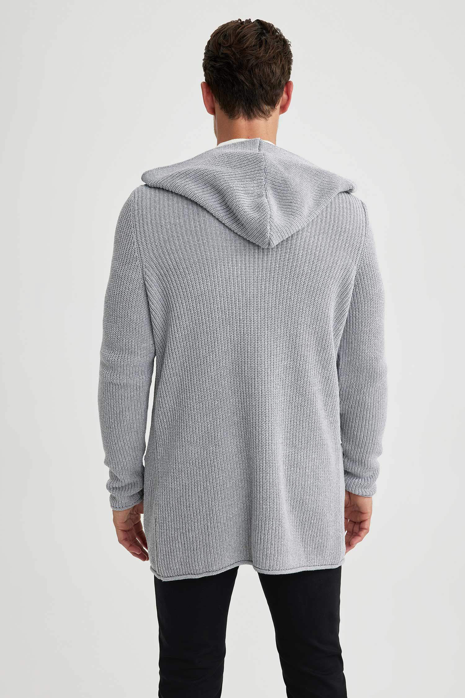 Mens grey hooded clearance cardigan