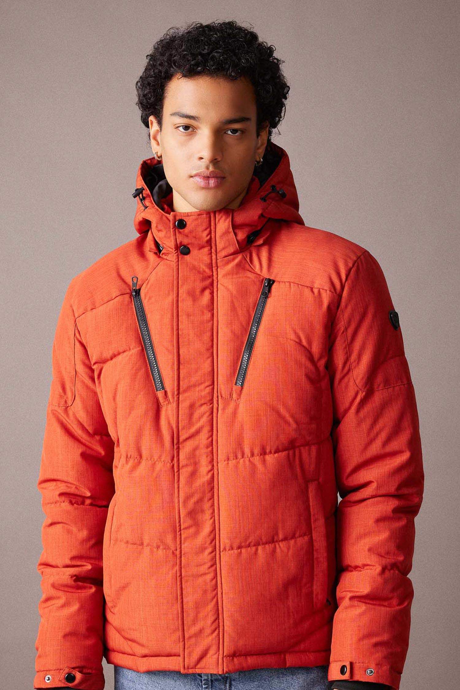 Şişme Mont Isı Yalıtımlı Çıkarılabilir Kapüşonlu Polar Astarlı Su Geçirmez