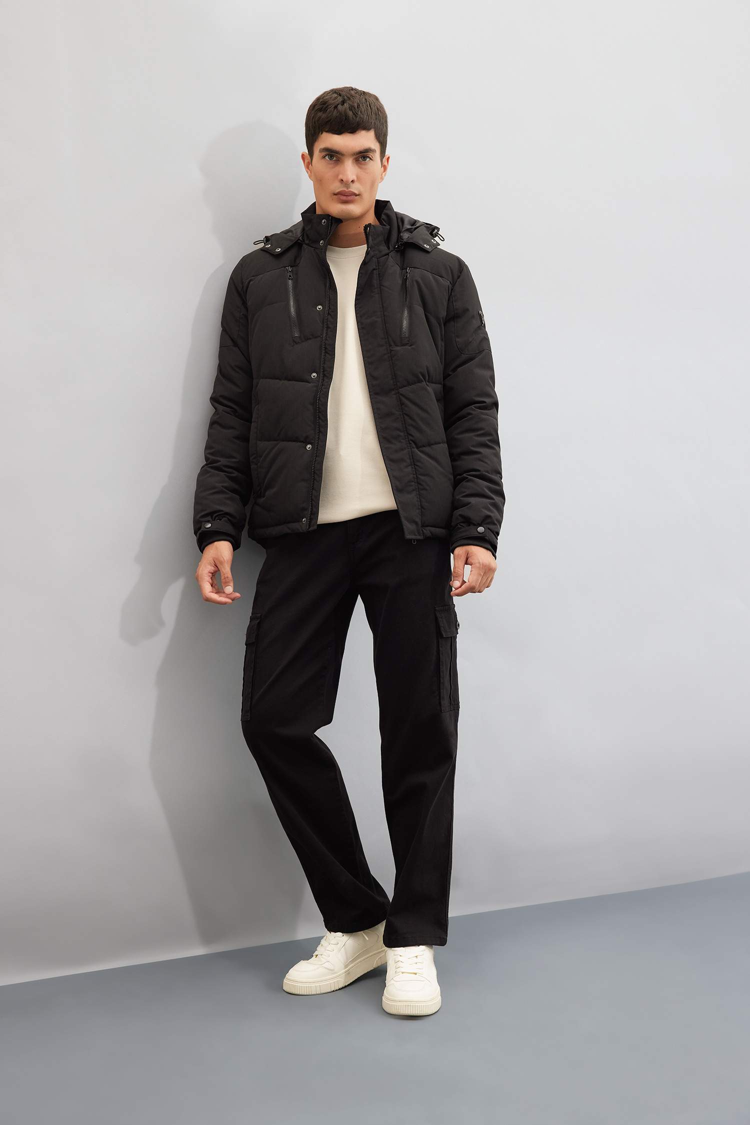 Su Geçirmez Mont Slim Fit Dar Kesim Kapüşonlu Polar Astarlı Fermuarlı