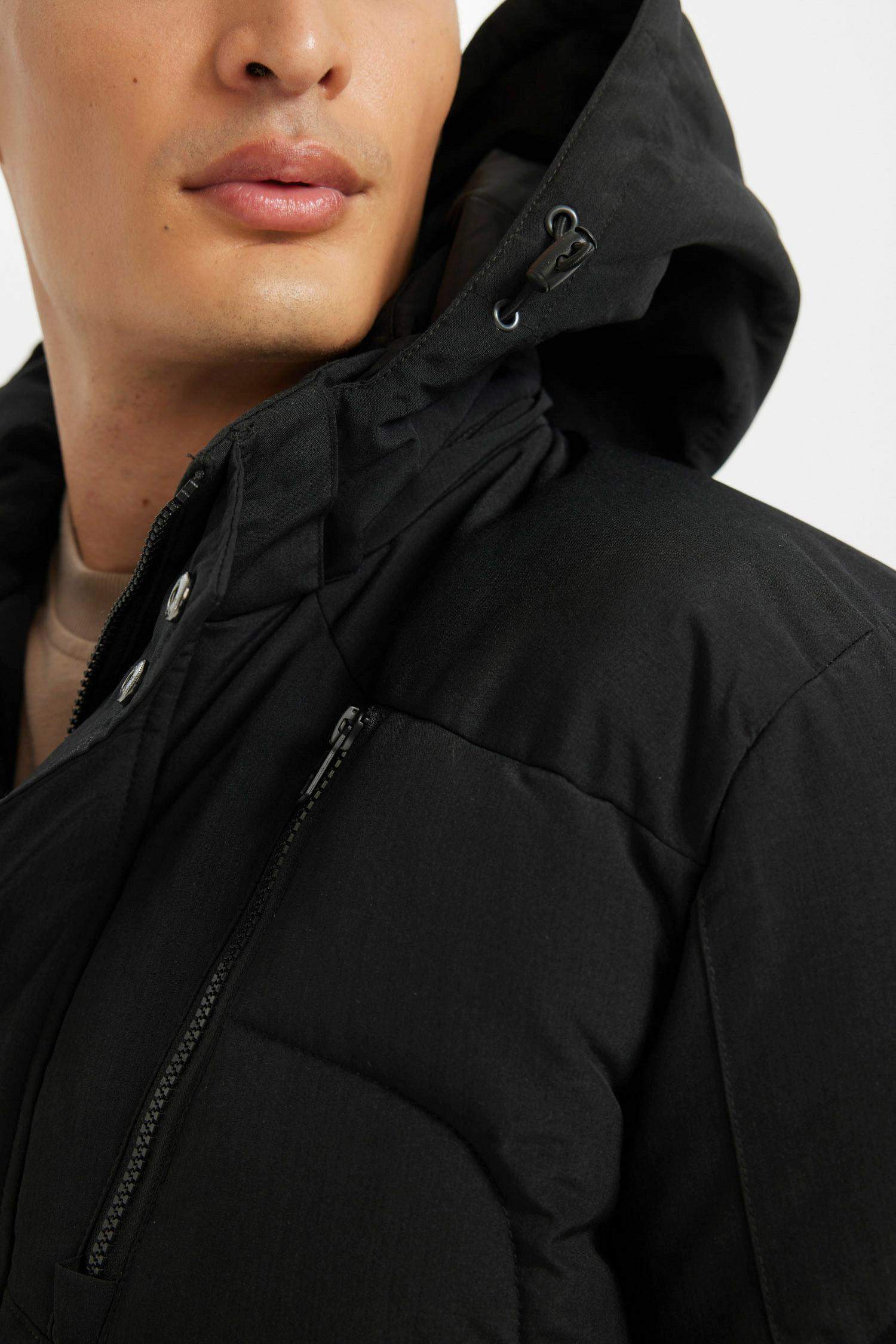 Su Geçirmez Mont Slim Fit Dar Kesim Kapüşonlu Polar Astarlı Fermuarlı