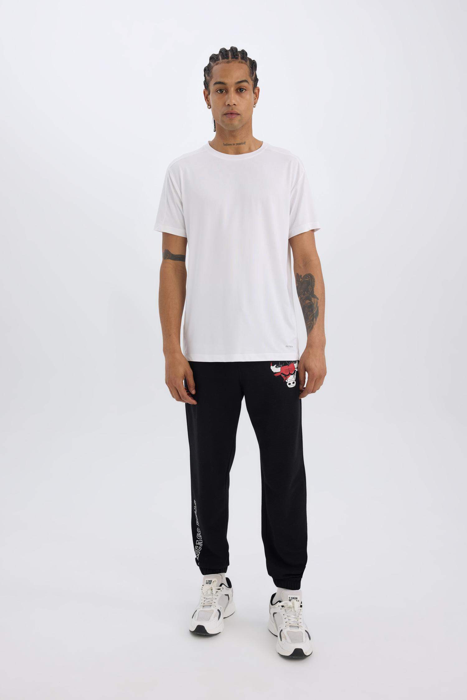 DeFactoFit NBA Chicago Bulls İnce Jogger Eşofman Altı Oversize Geniş Kalıp Cepli Lastikli Paça