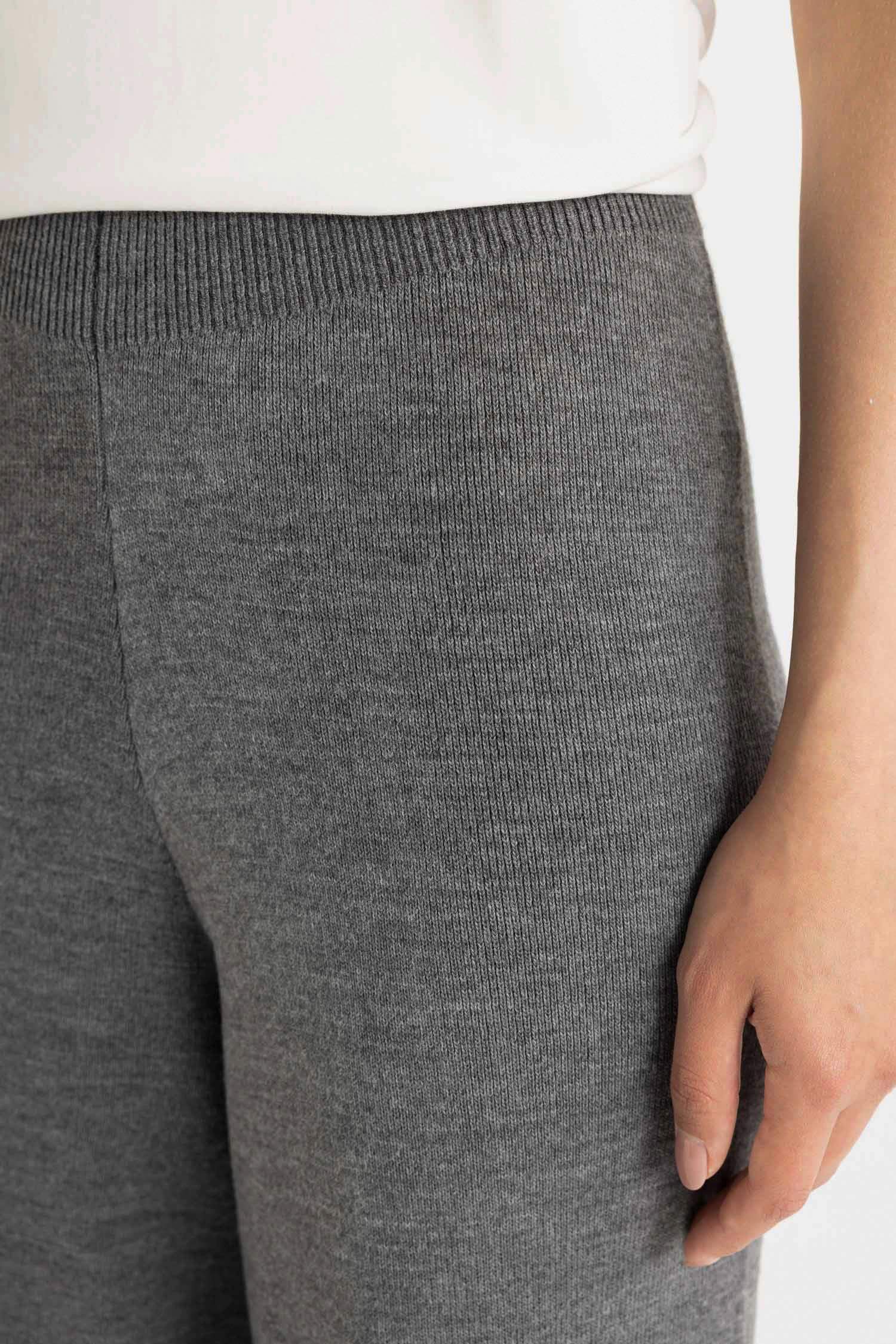 Relax Fit Wide Leg Basic Knitted Trousers