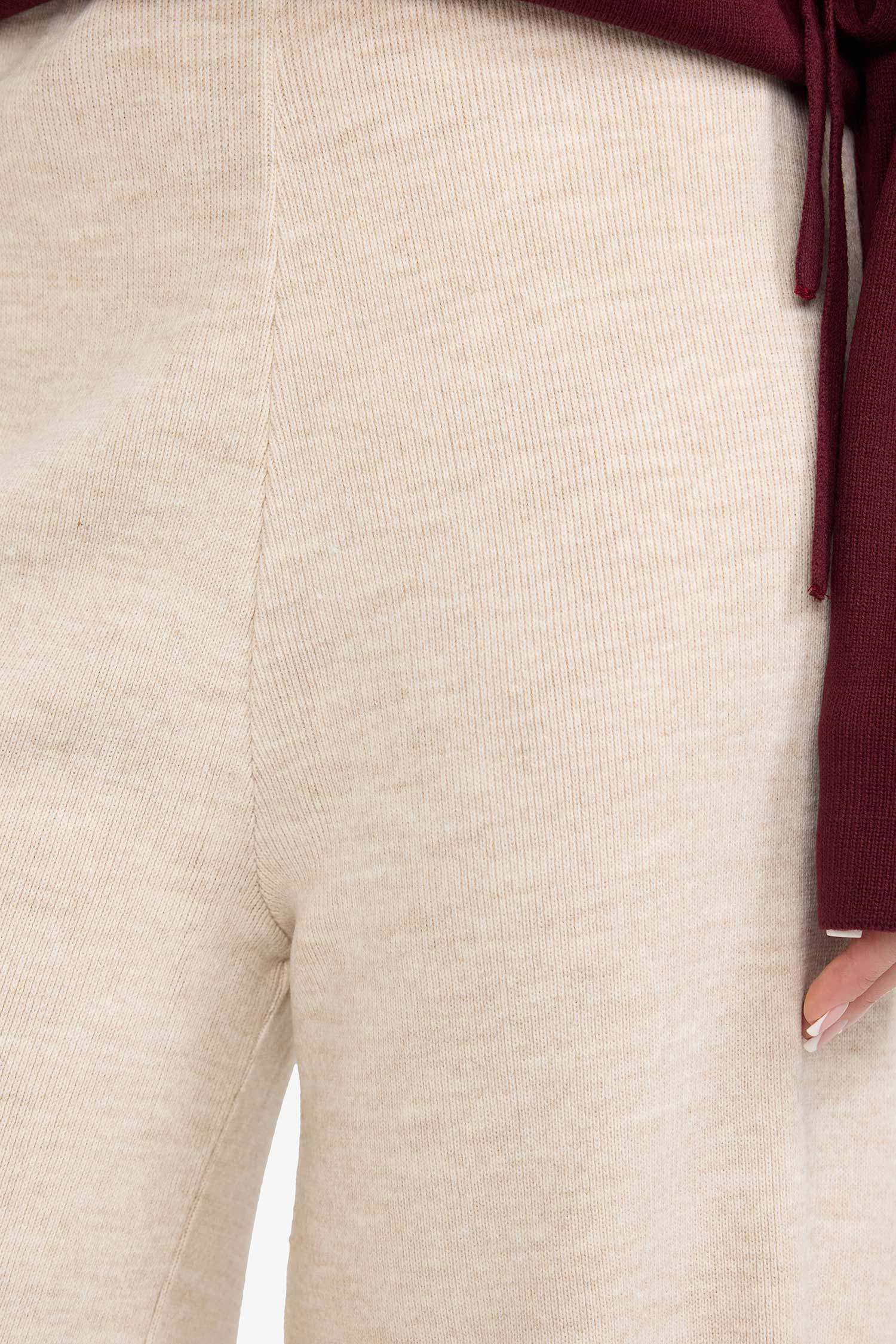 Relax Fit Triko Pantolon Basic Düz Beli Lastikli Geniş Paça