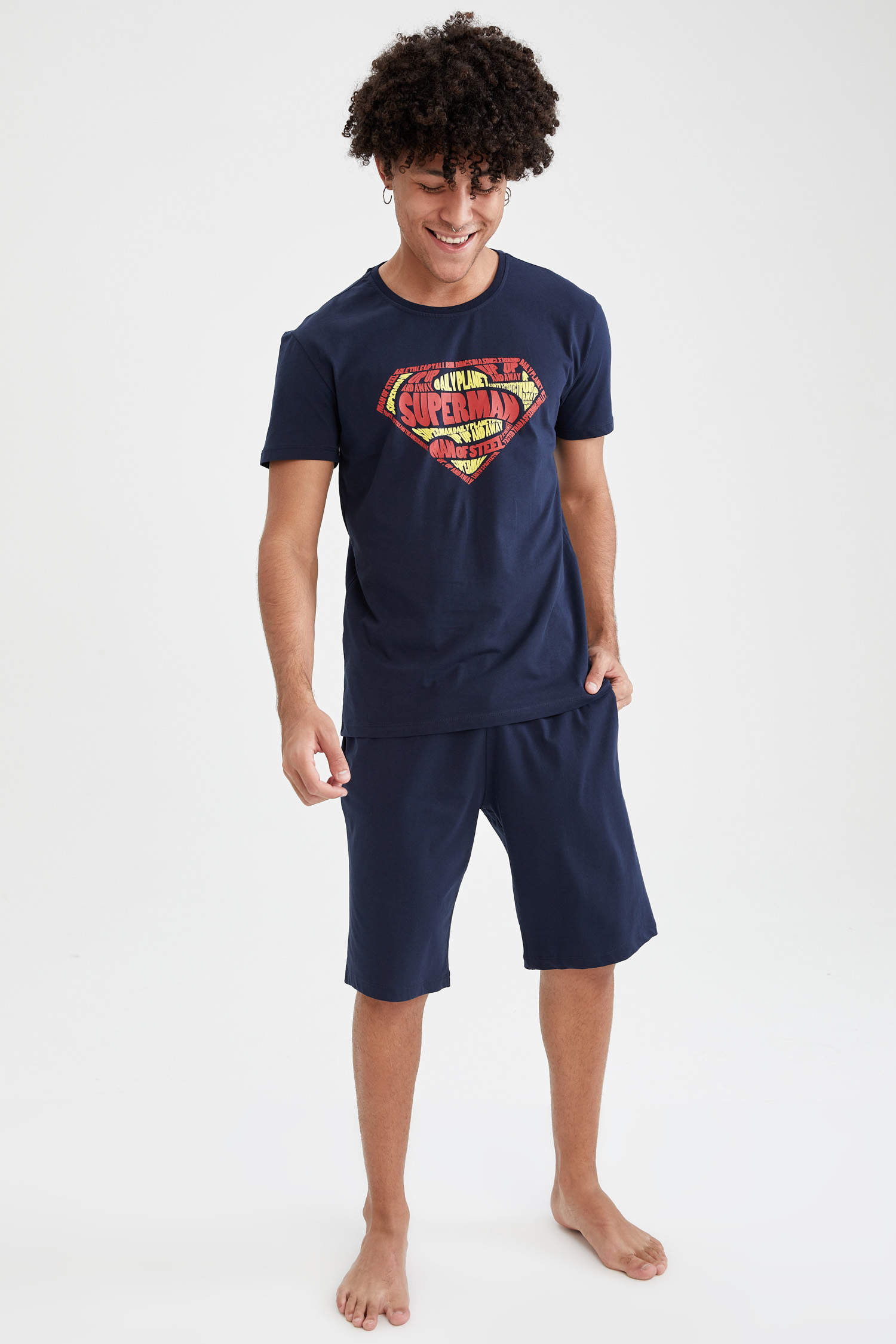 Defacto Babalar Günü Özel Superman Lisanslı Baskılı Regular Fit Pijama Takımı. 4