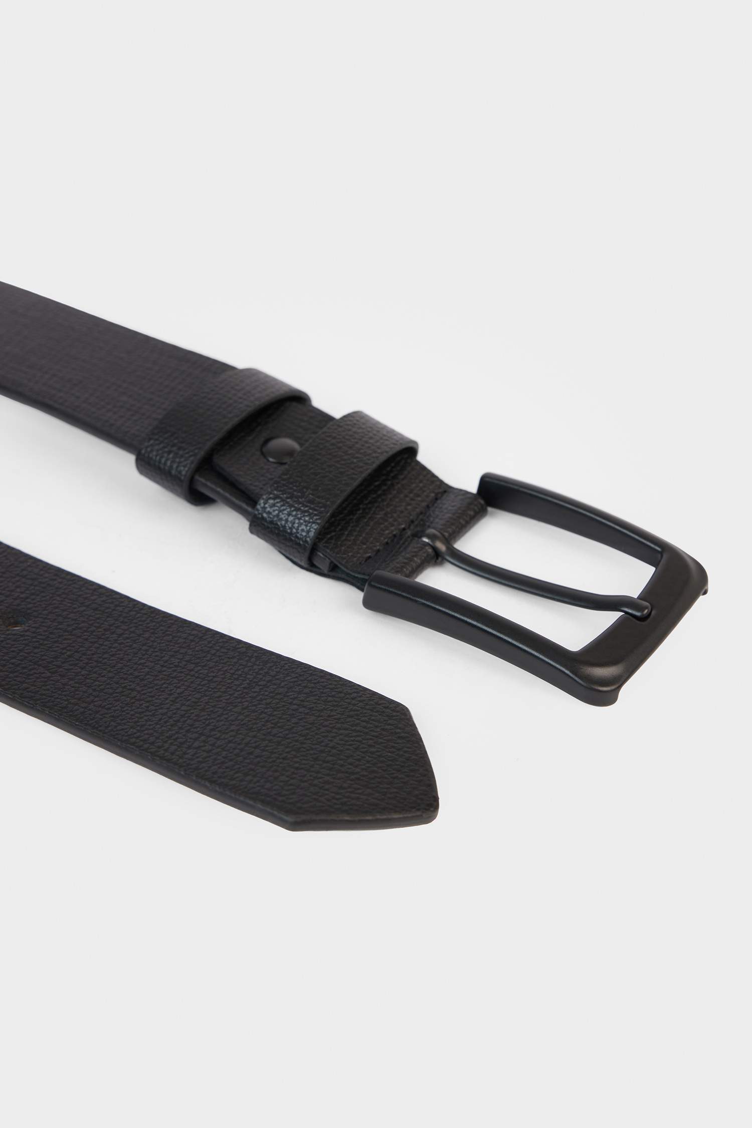 Man Rectangle Clasp Faux Leather Denim Belt