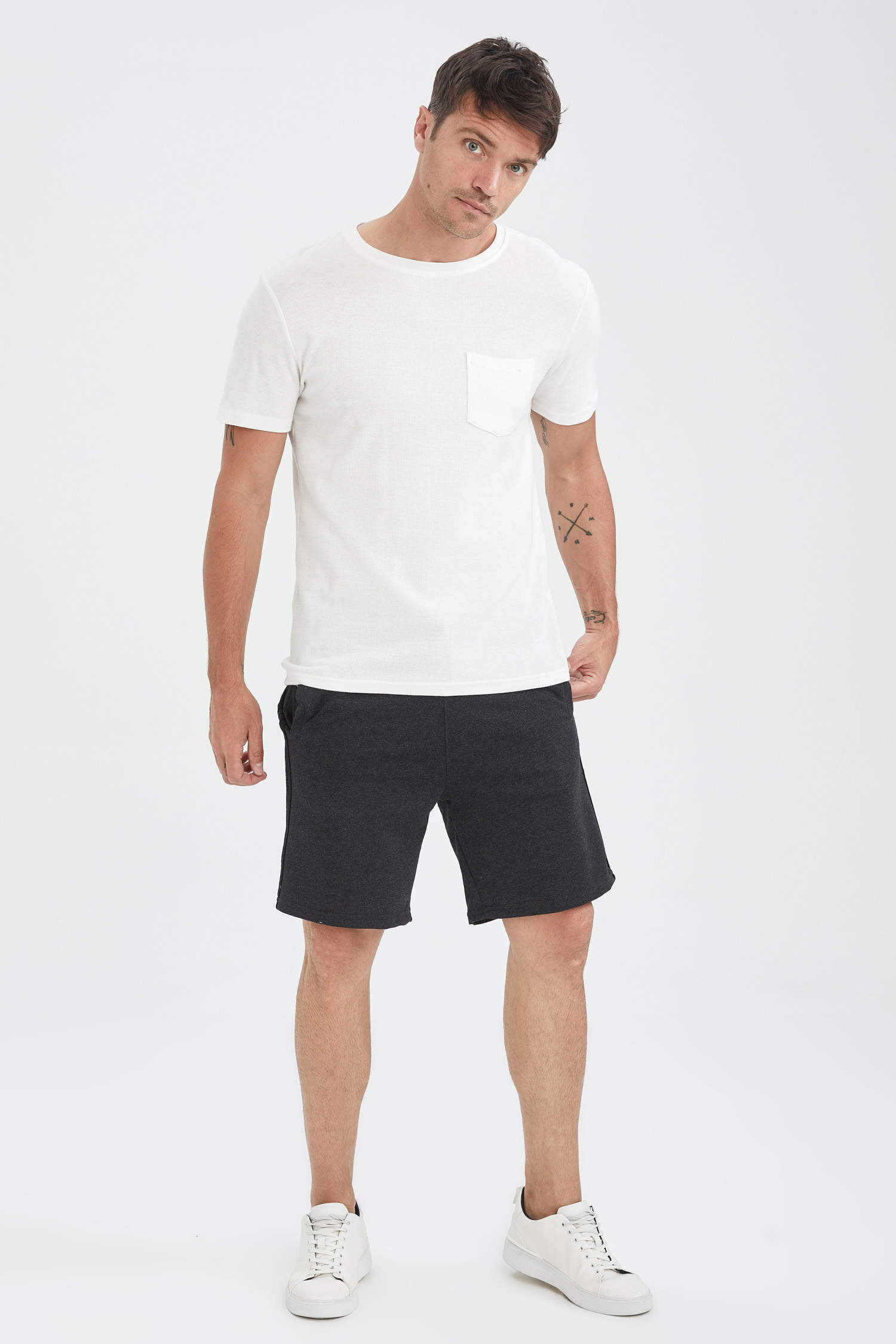 Anthracite Man Slim Fit Basic Drawstring Shorts 2040995 | DeFacto