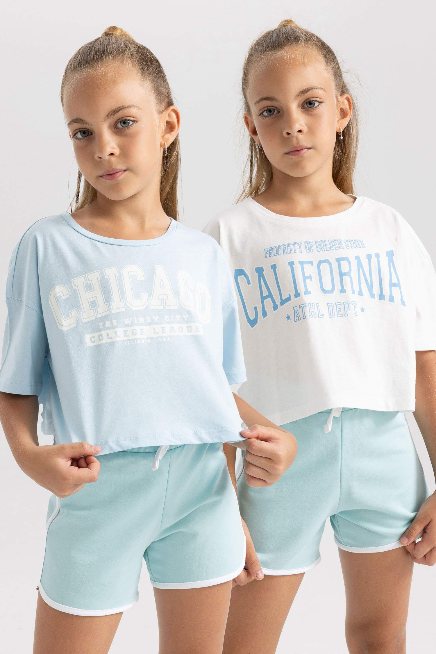 Кроп топ с принтом для девочек, 2 пары