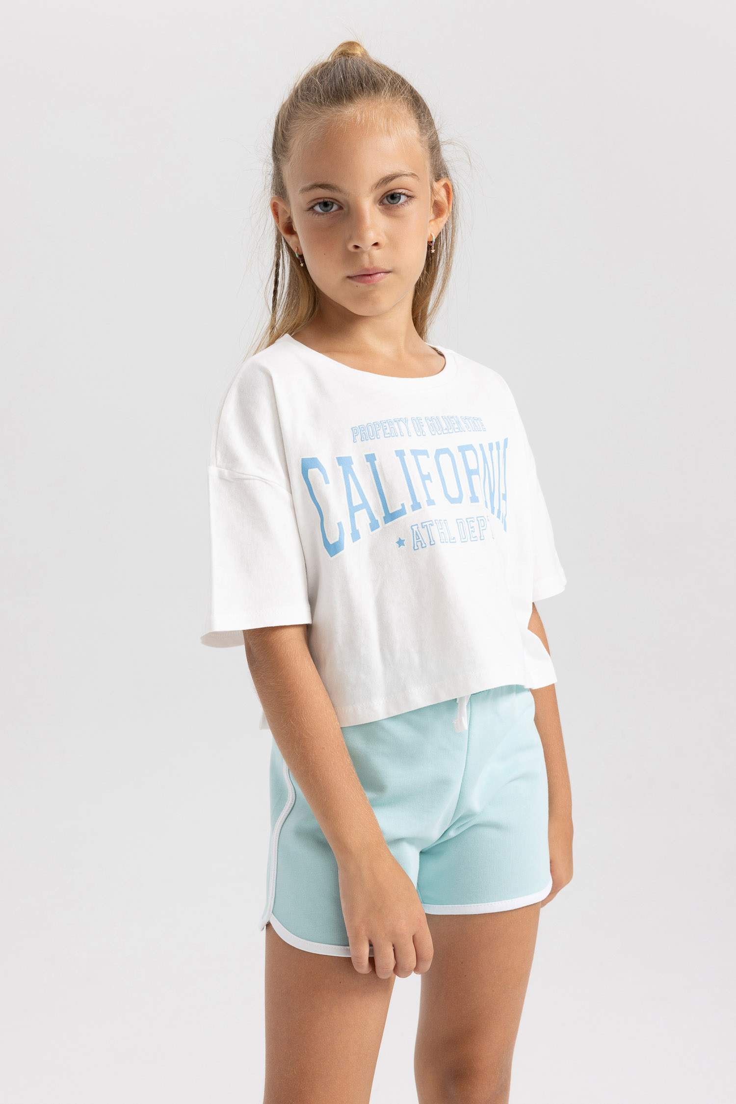 Кроп топ с принтом для девочек, 2 пары