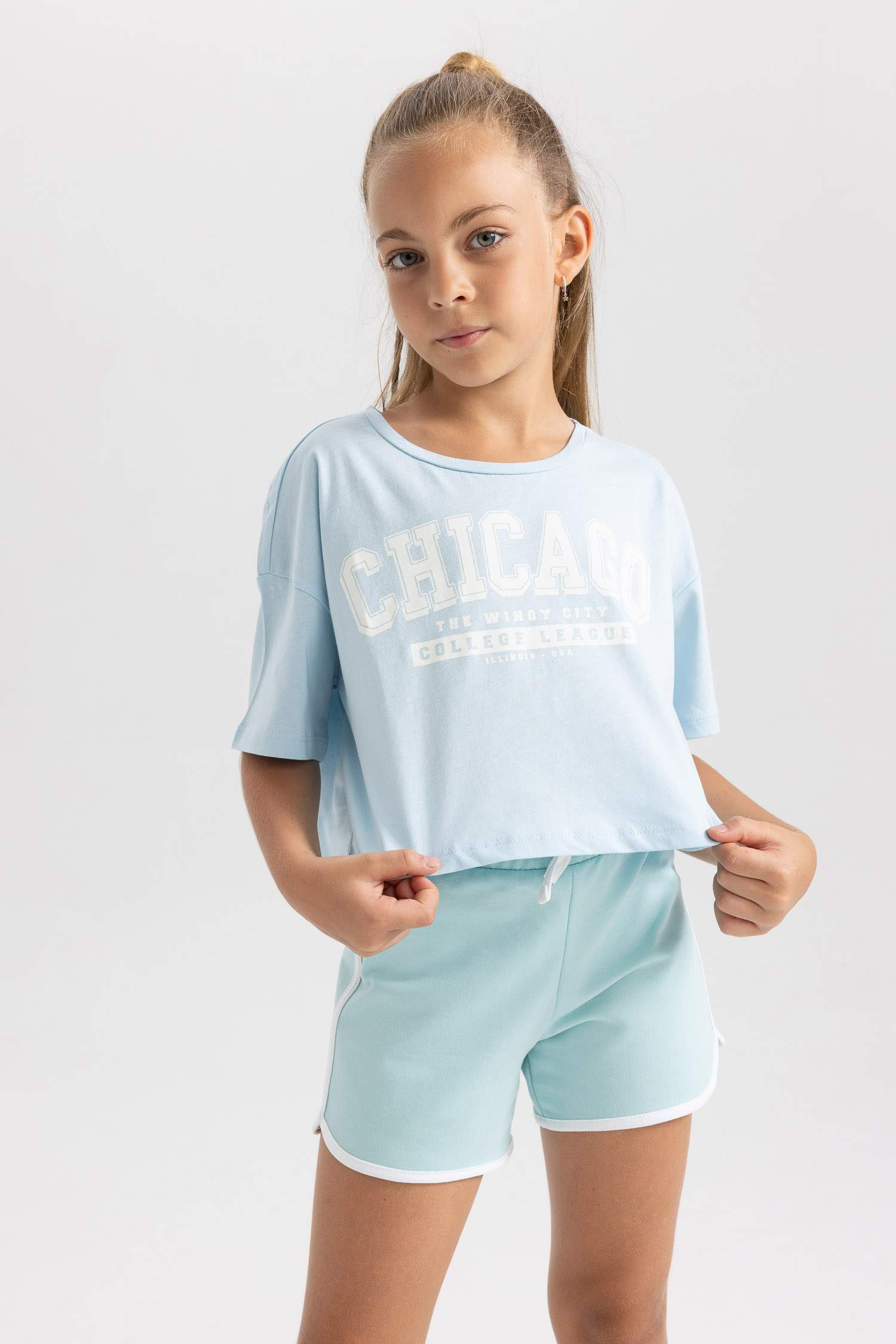 Кроп топ с принтом для девочек, 2 пары