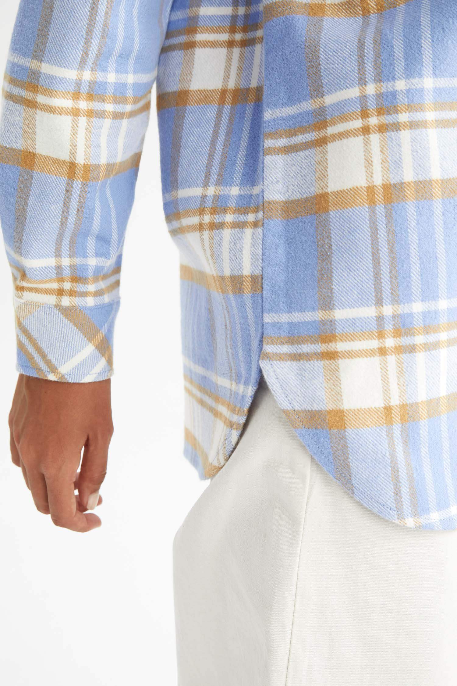 Oversize Fit Shirt Collar Flannel Long Sleeve Tunic