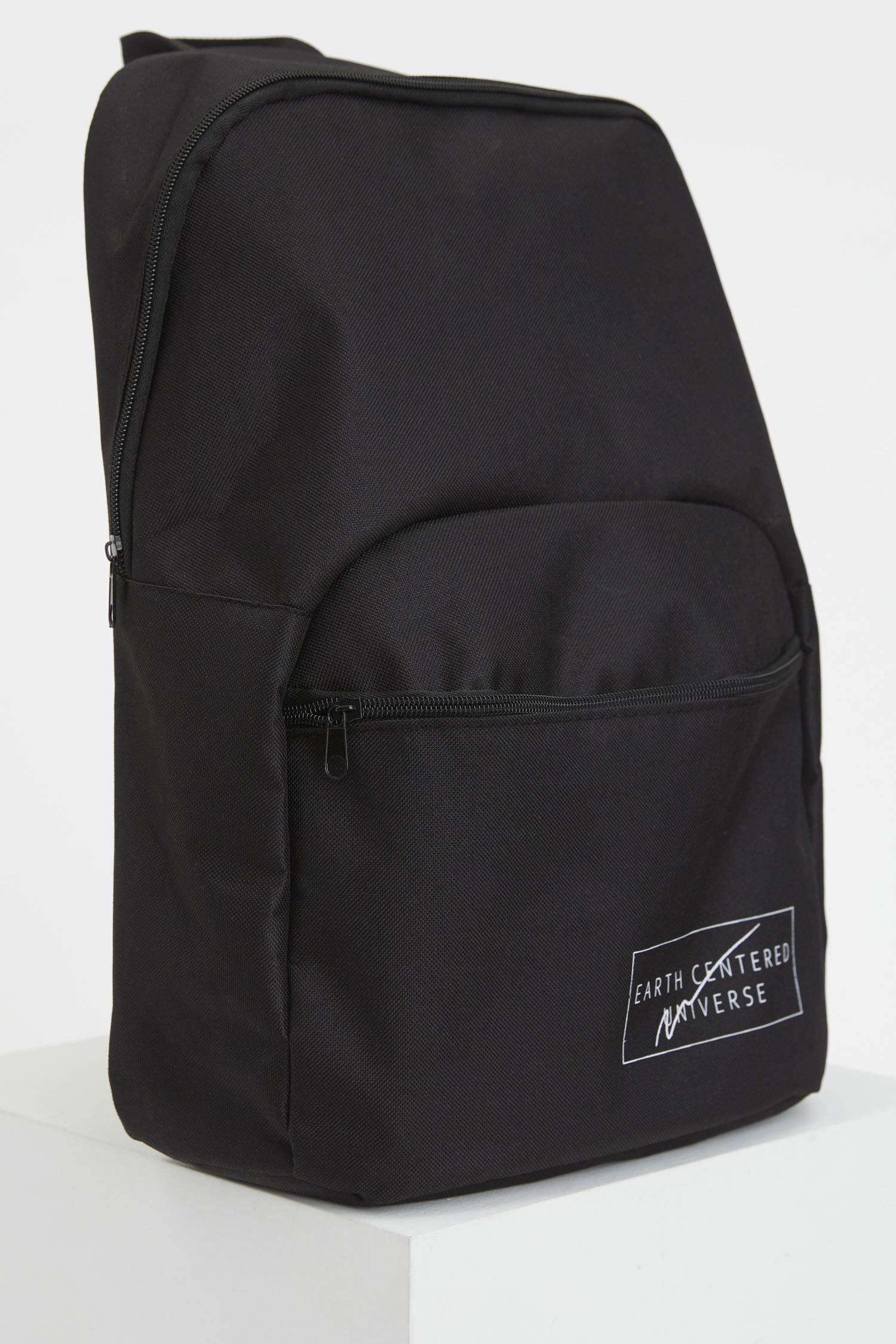 Black MAN Men Letter Printed Backpack with Laptop Compartment 2363369