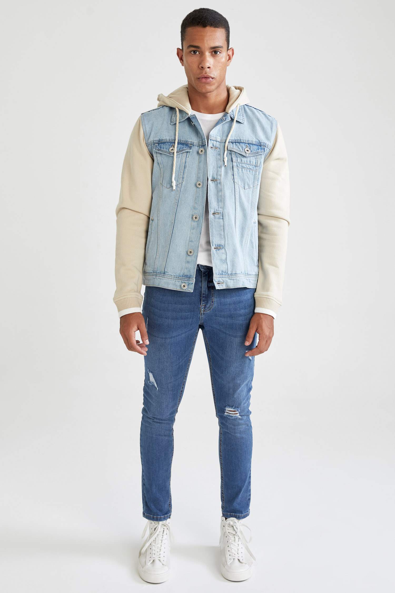 Blue Man Slim Fit Hooded Double Pocket 