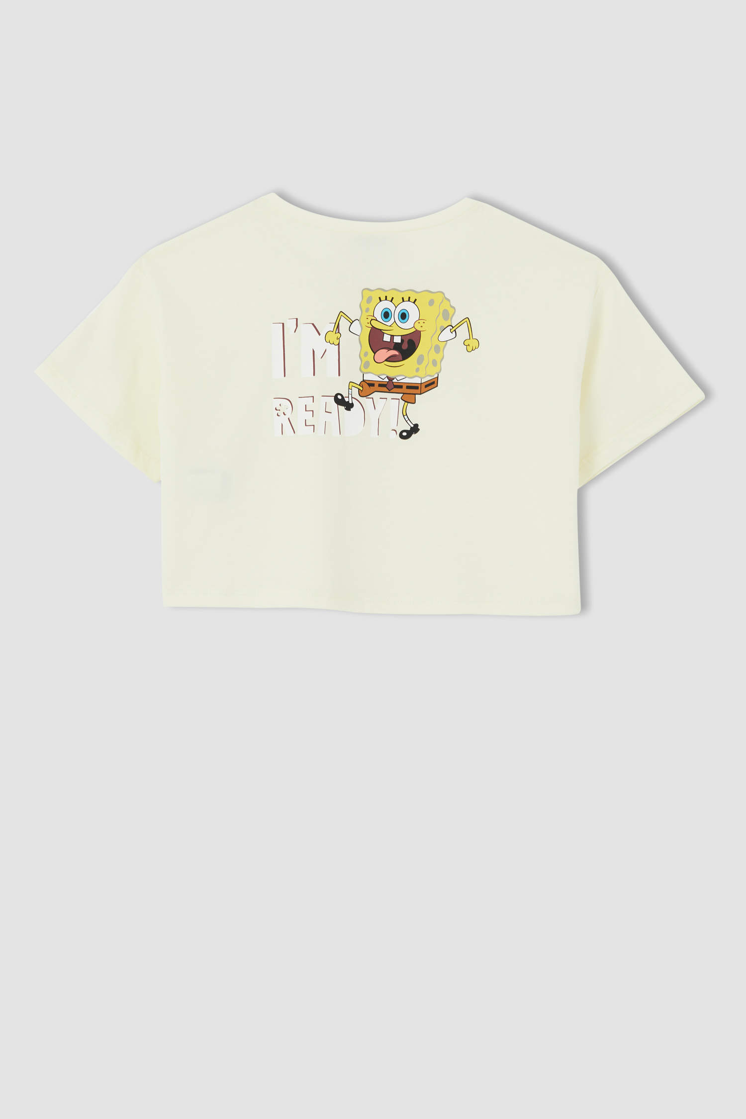 Defacto Kız Çocuk Defacto Fit Relax Fit SpongeBob SquarePants Lisanslı Crop Kısa Kollu Tişört. 3