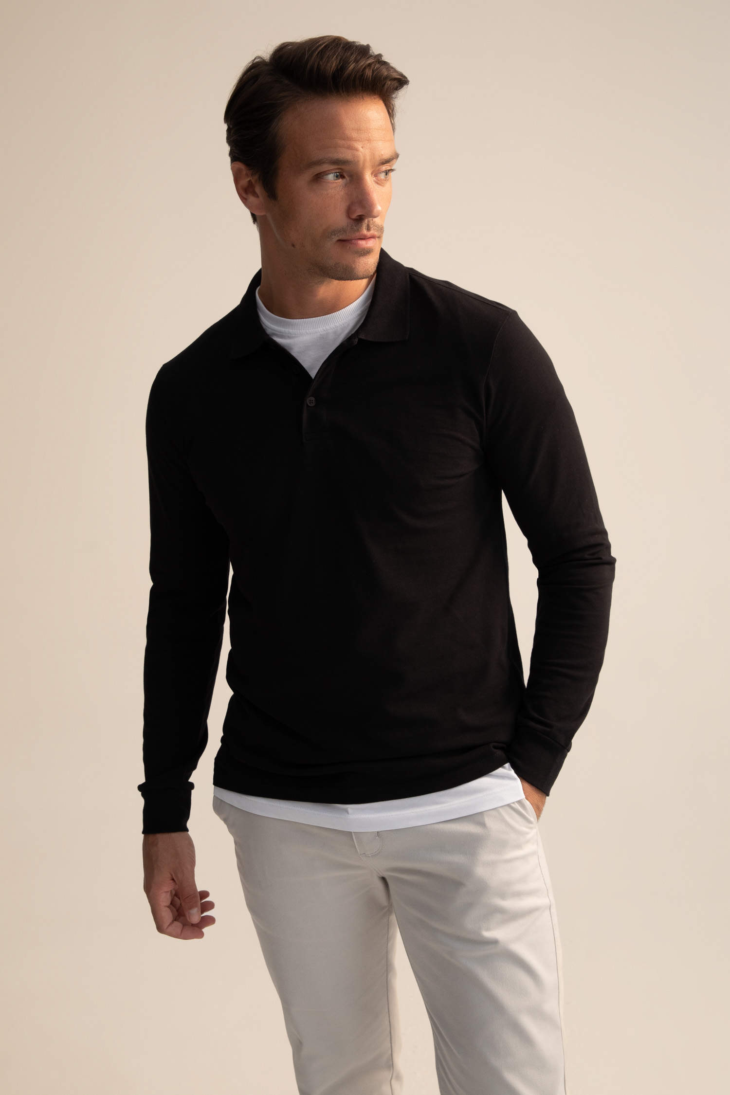 Black MAN Slim Fit Polo T-Shirt 2554324 | DeFacto