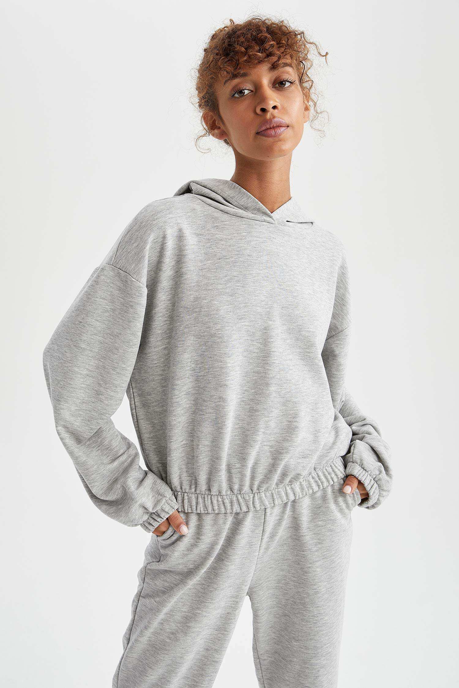 Grey WOMAN Long Sleeved Basic Sweatshirt 2094428 | DeFacto