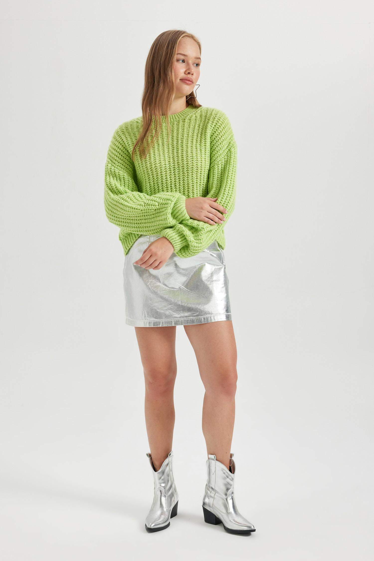 Coool Oversize Geniş Kalıp Bisiklet Yaka Triko Kazak